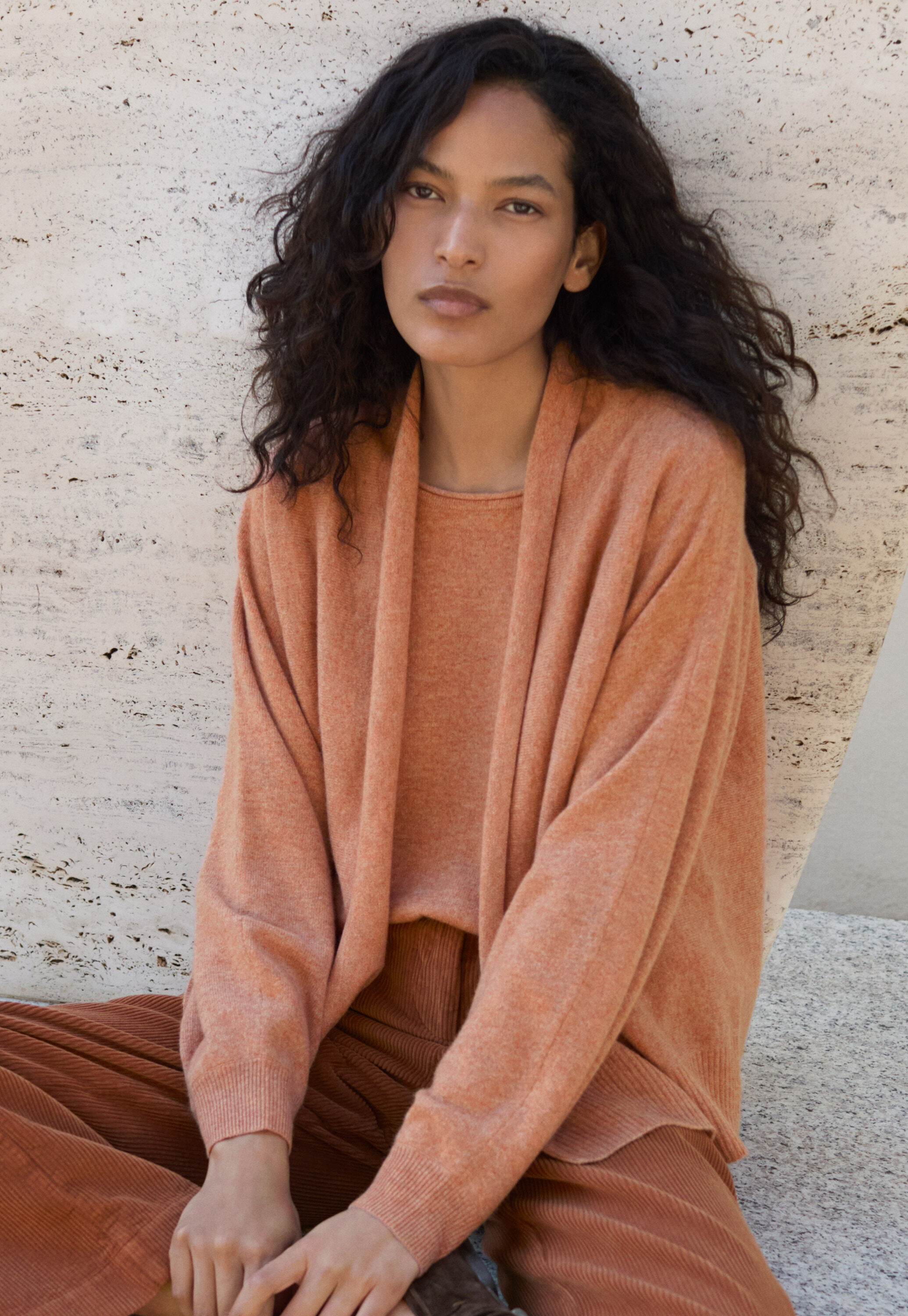 Dolman shawl-collar cardigan