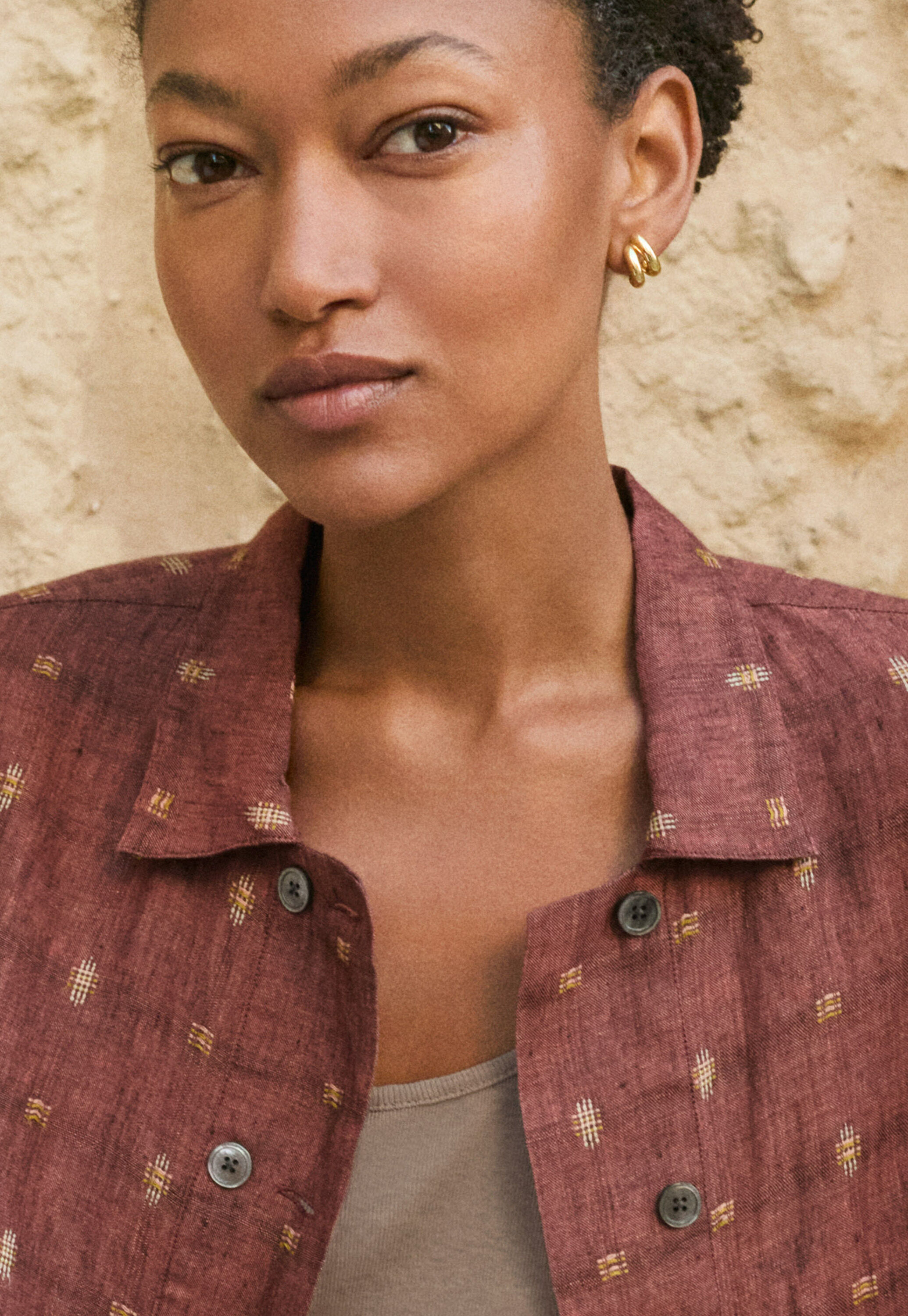 Clipped dobby blouse