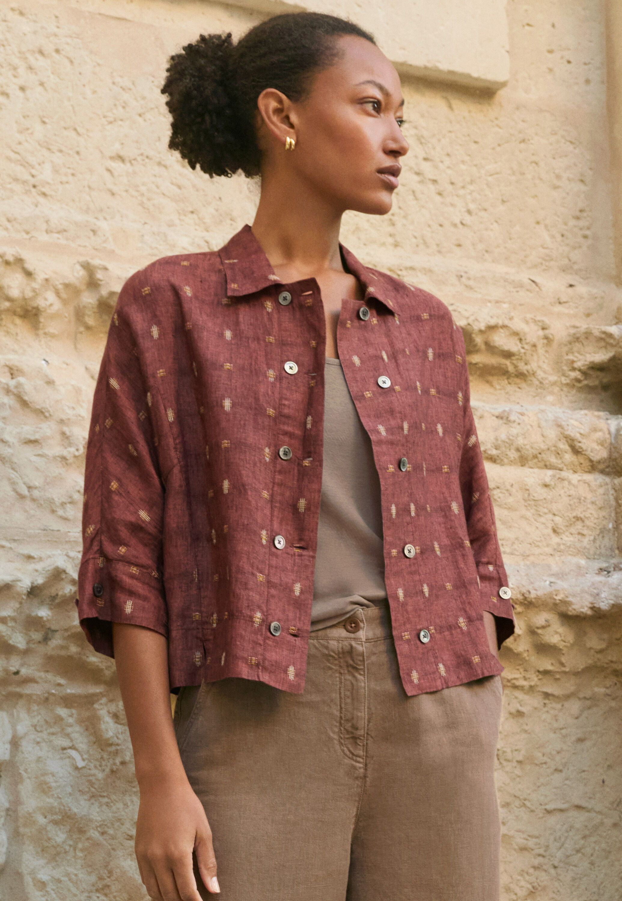 Clipped dobby blouse