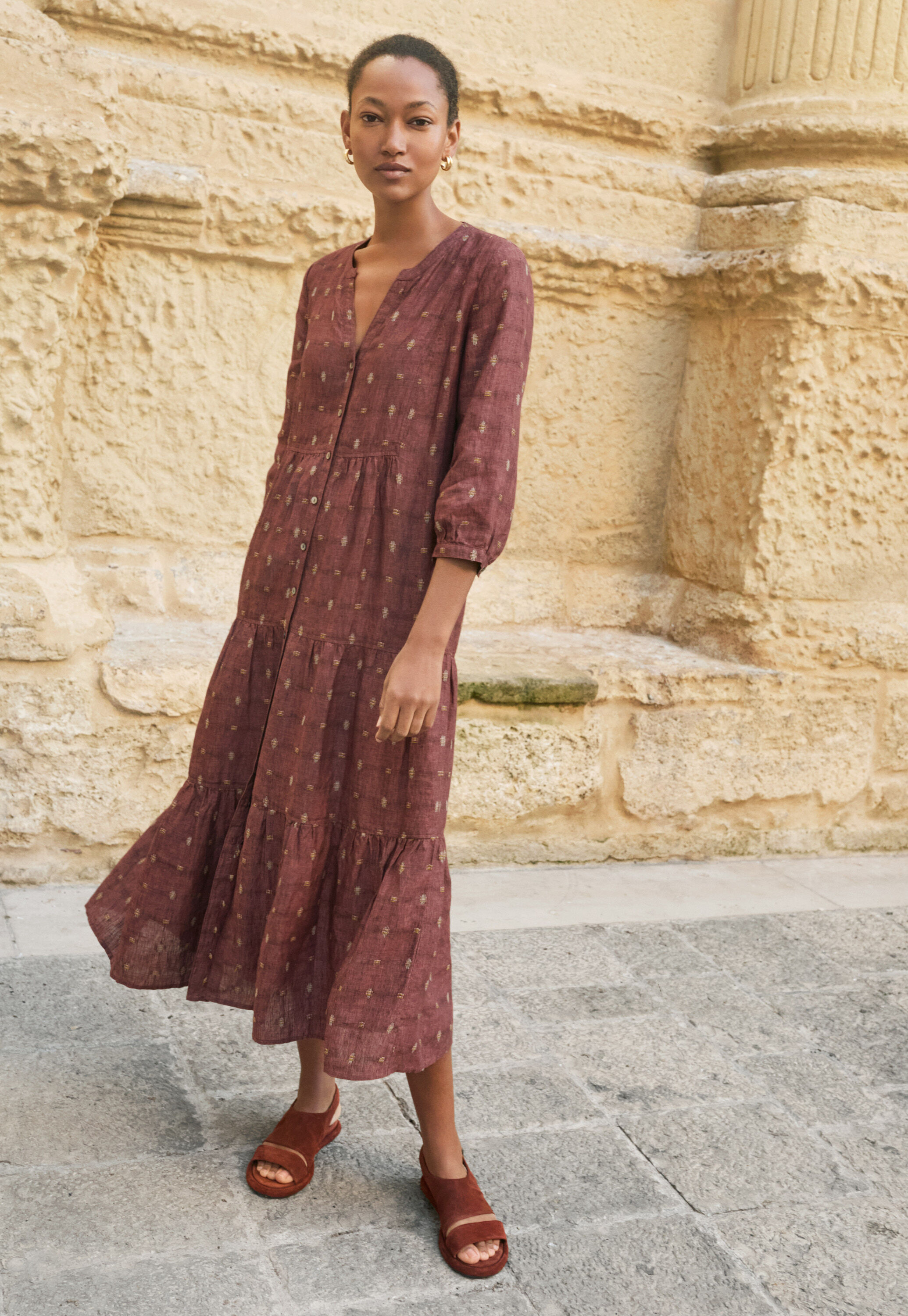 Clipped dobby-weave dress