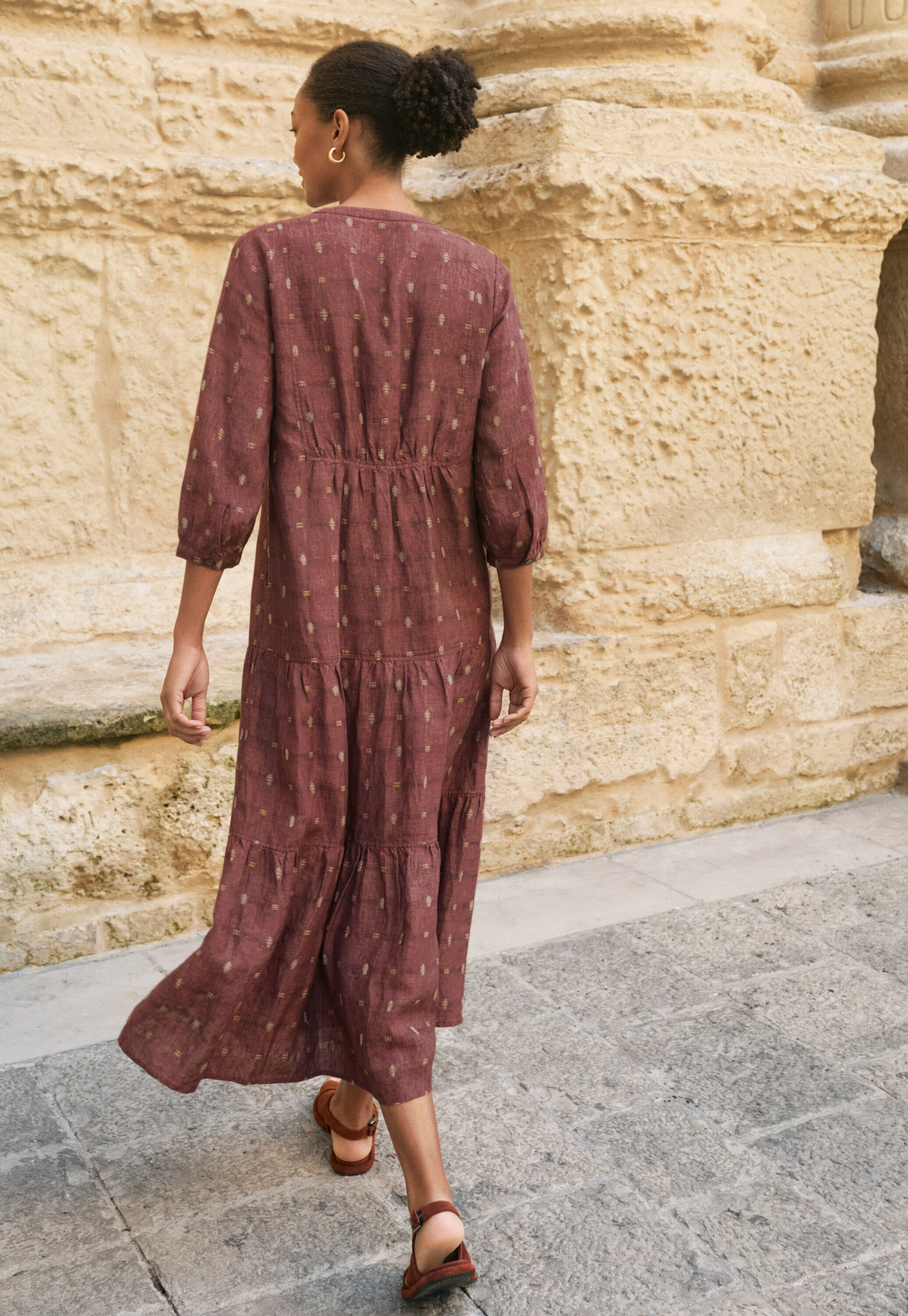 Clipped dobby-weave dress