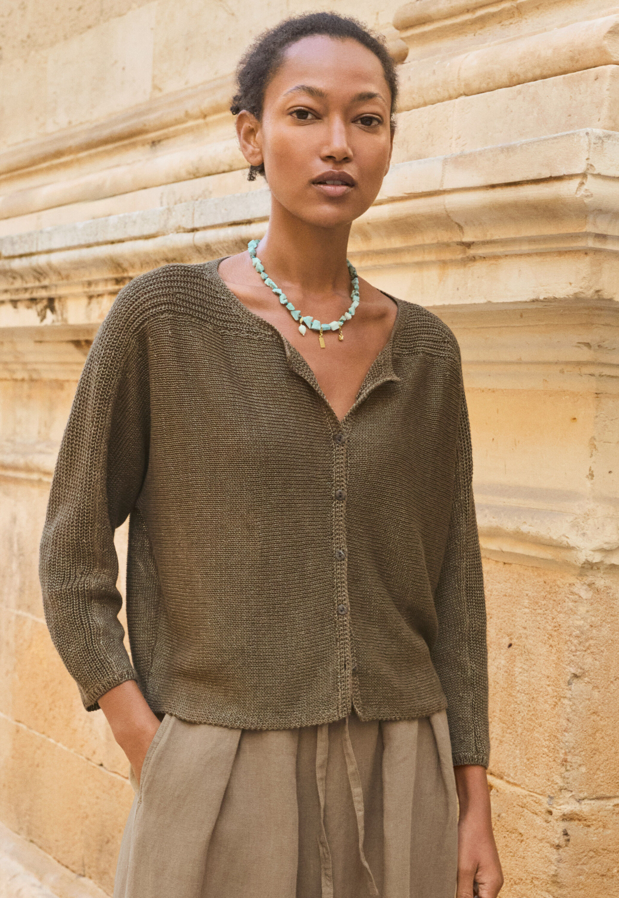 Dolman-sleeve cardigan