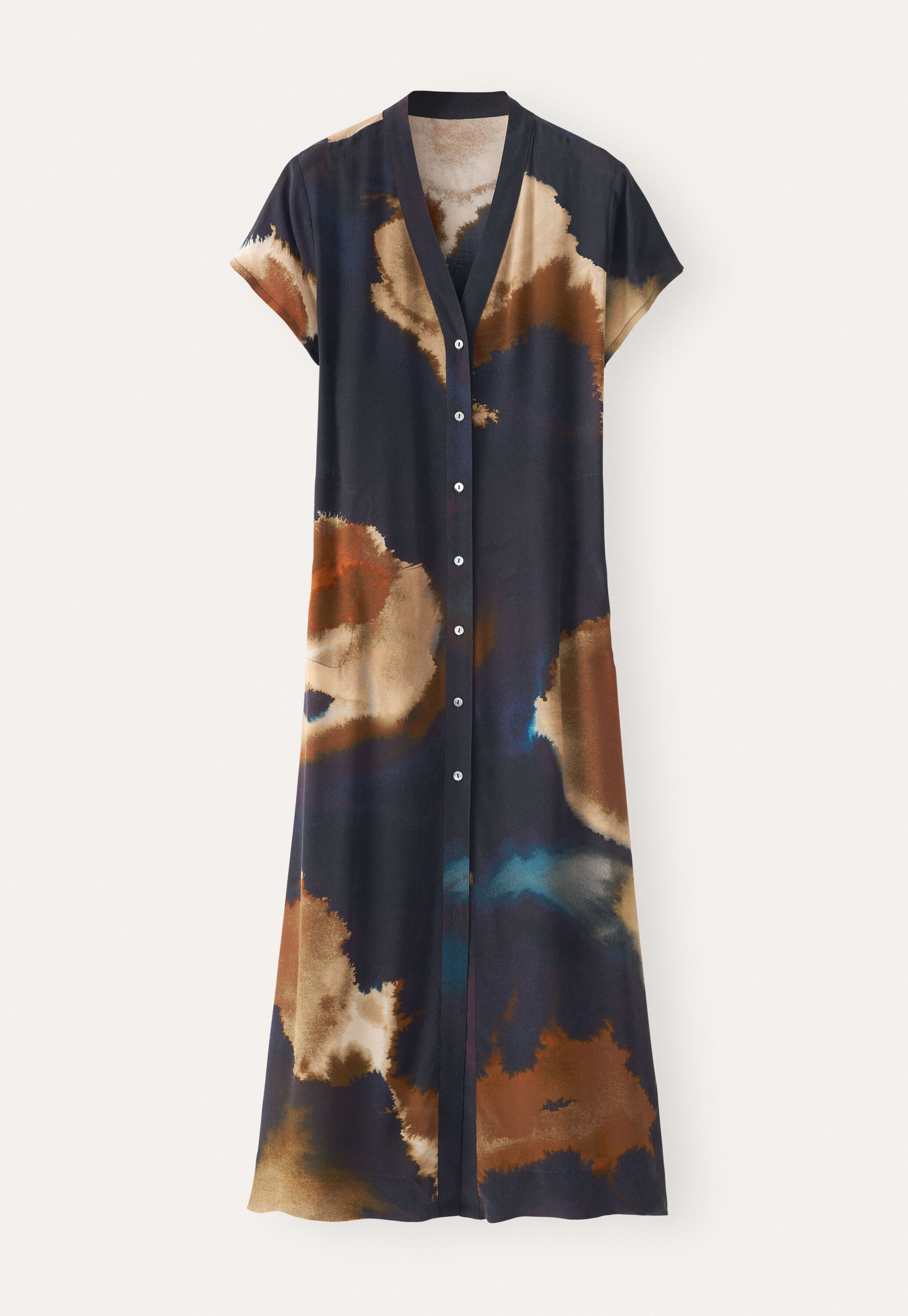 Printed cap-sleeve dress