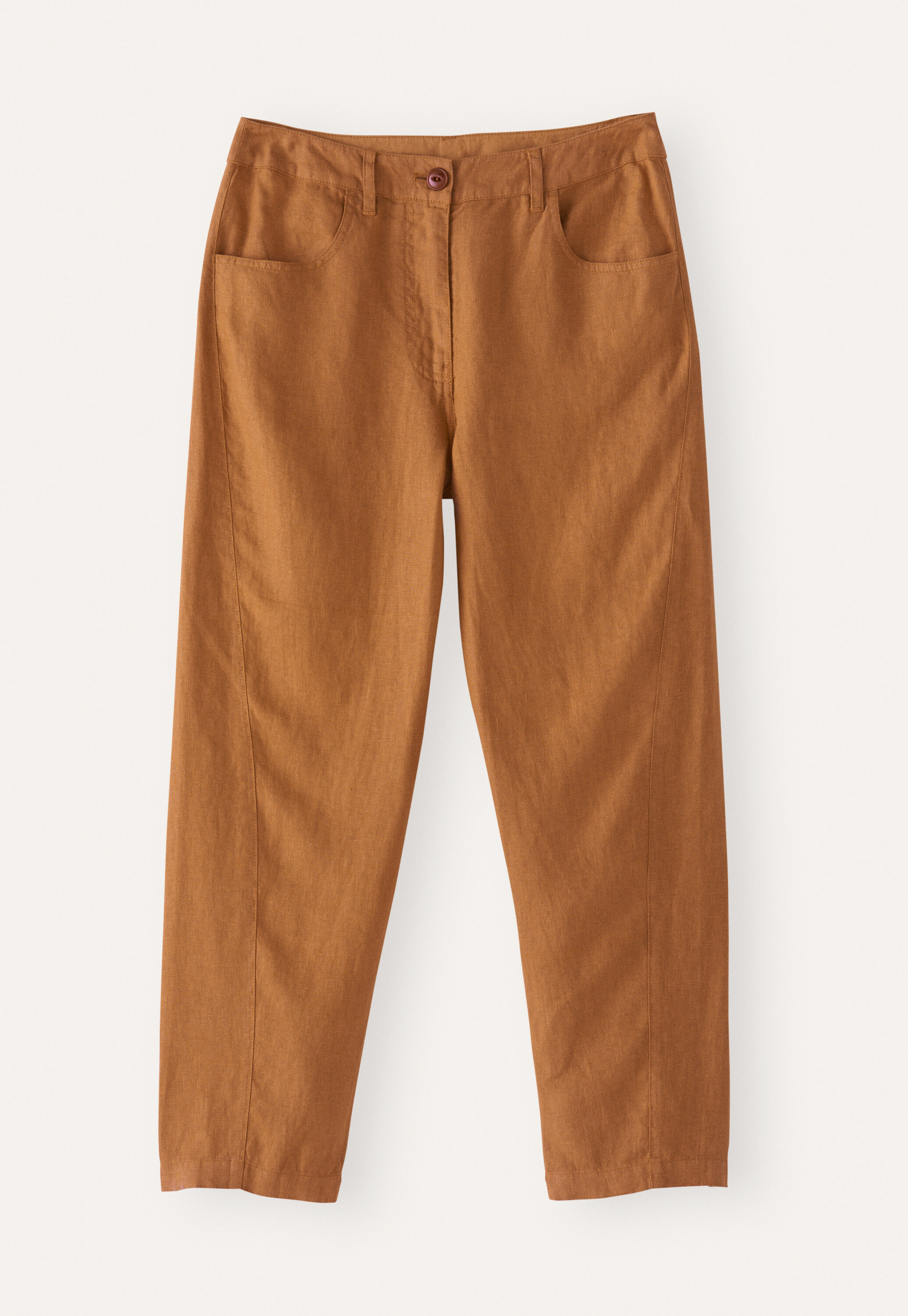 Curved-leg trousers
