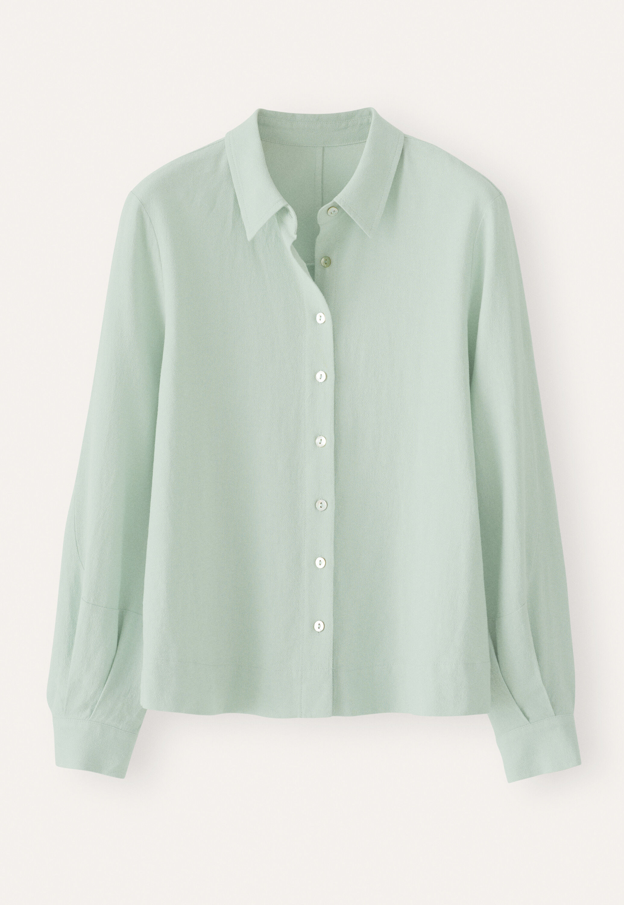 Curved-sleeve blouse, Aqua mint, large