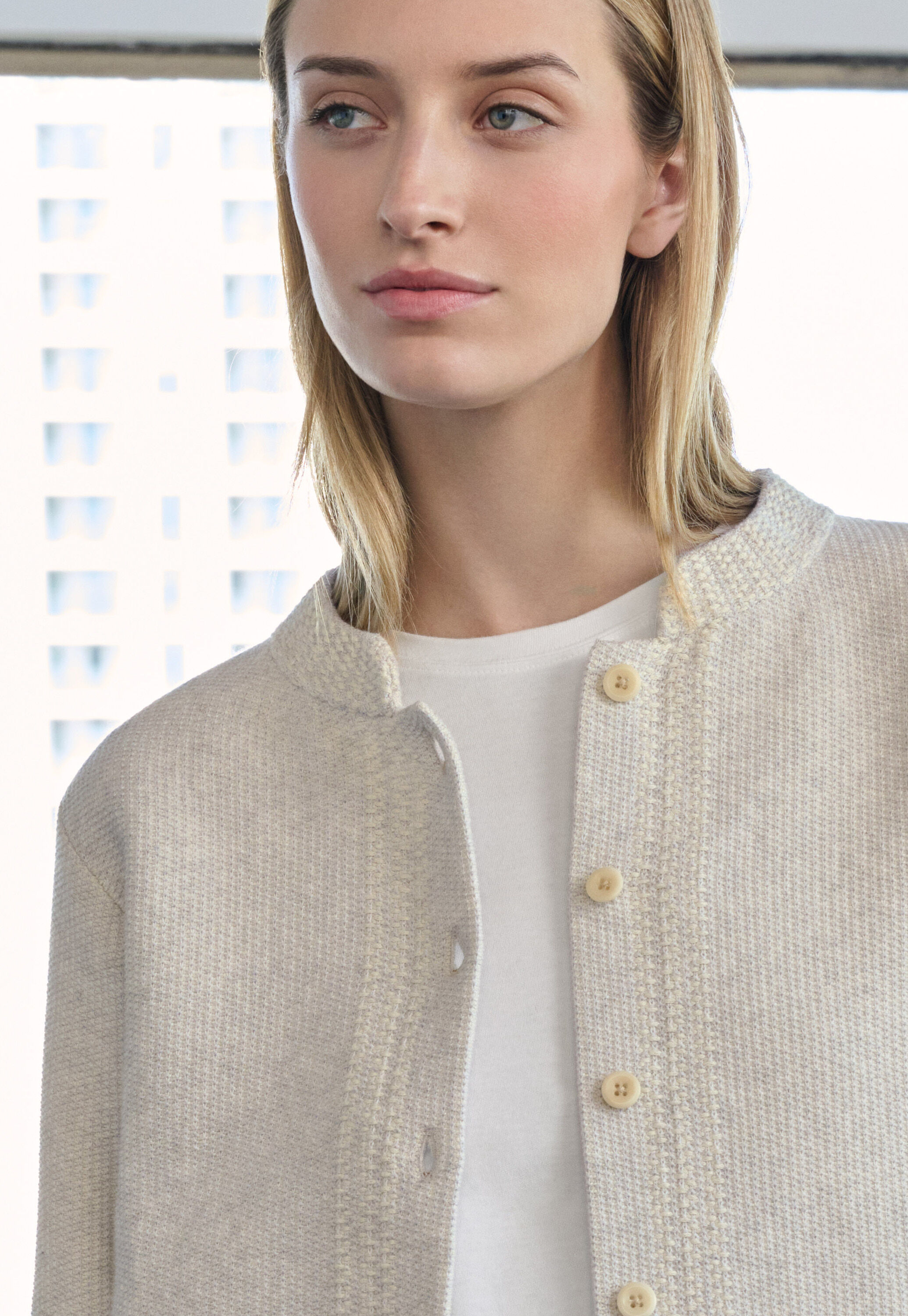 Inlay-stitch cardigan