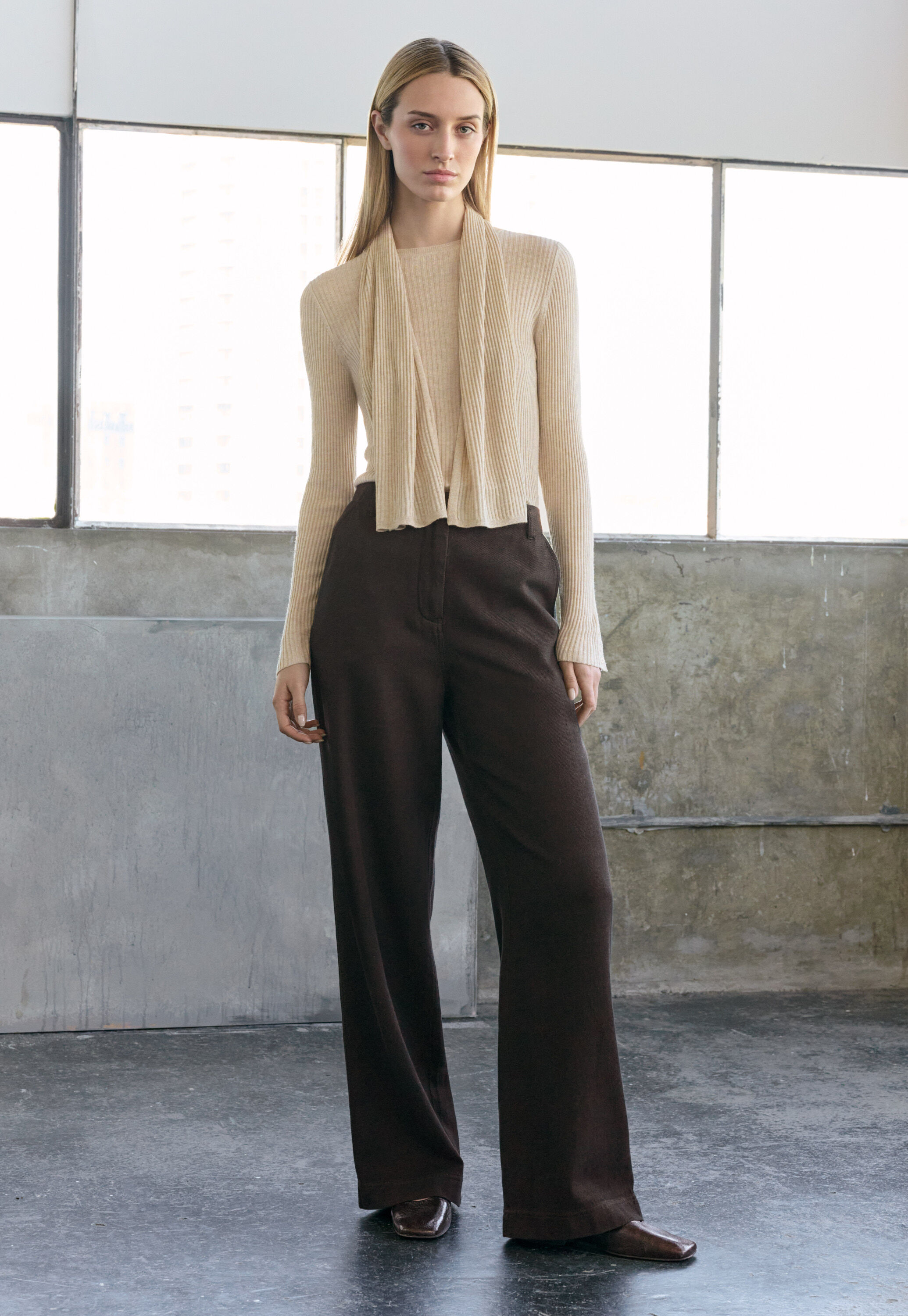 Ribbed sweater, Soft fawn, large