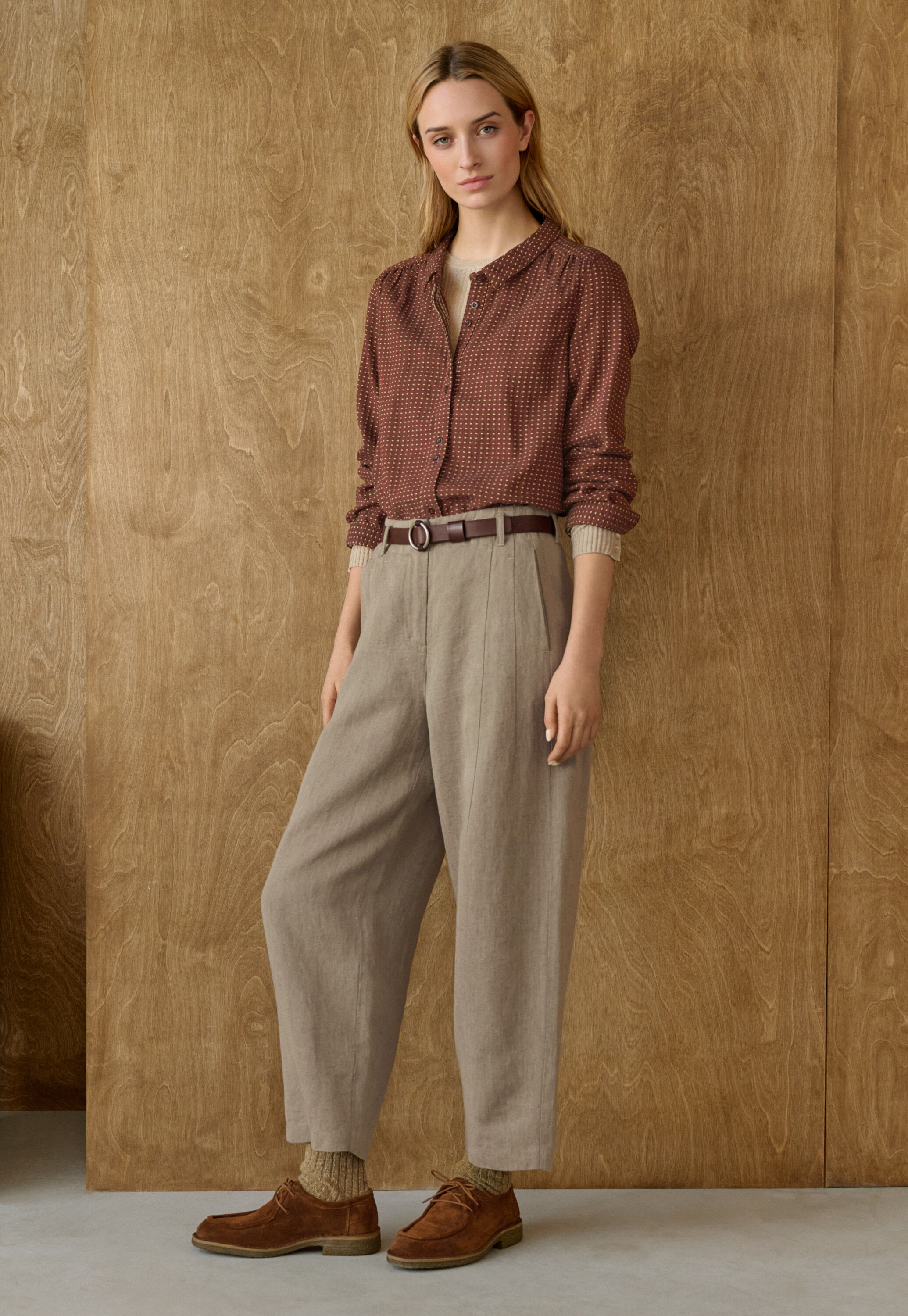 Dot-weave shirt, Rust red, large
