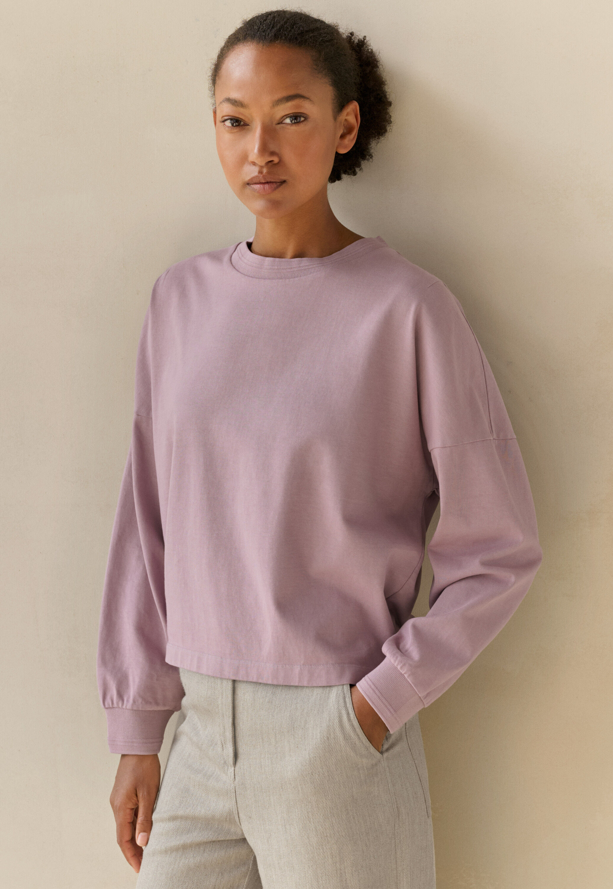 Jersey sweatshirt, Soft mauve, large