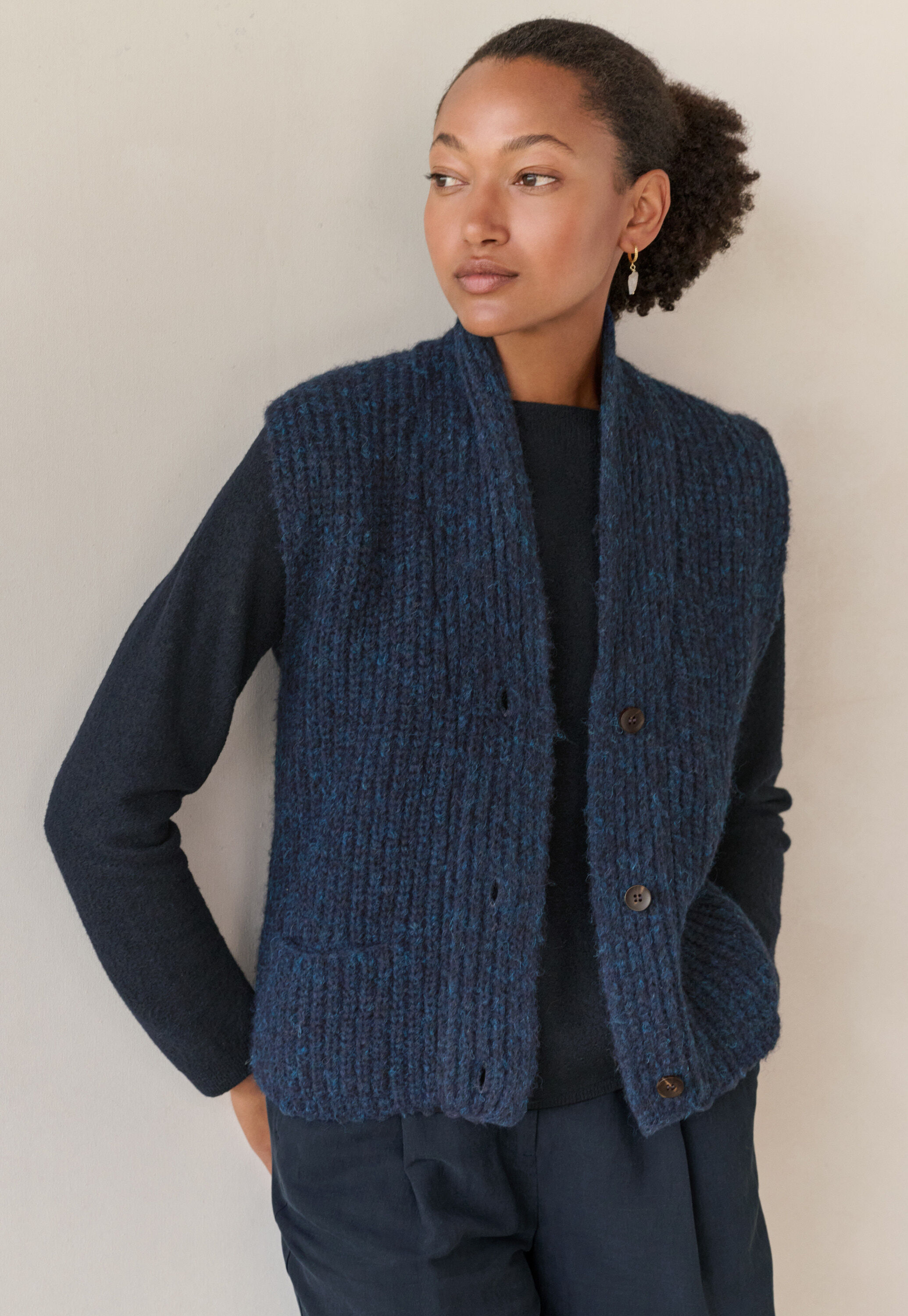 Shawl-collar cardigan