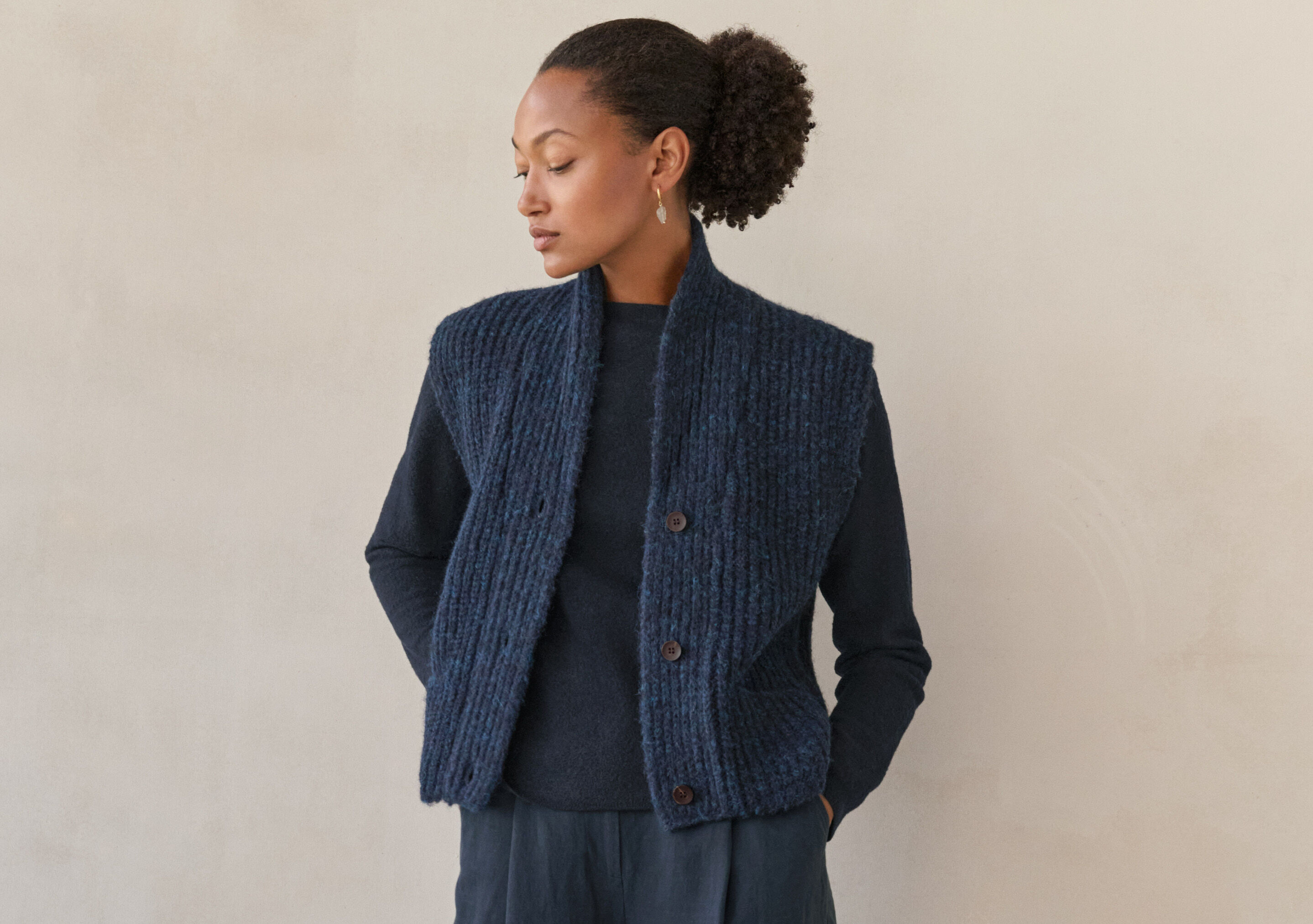 Shawl-collar cardigan