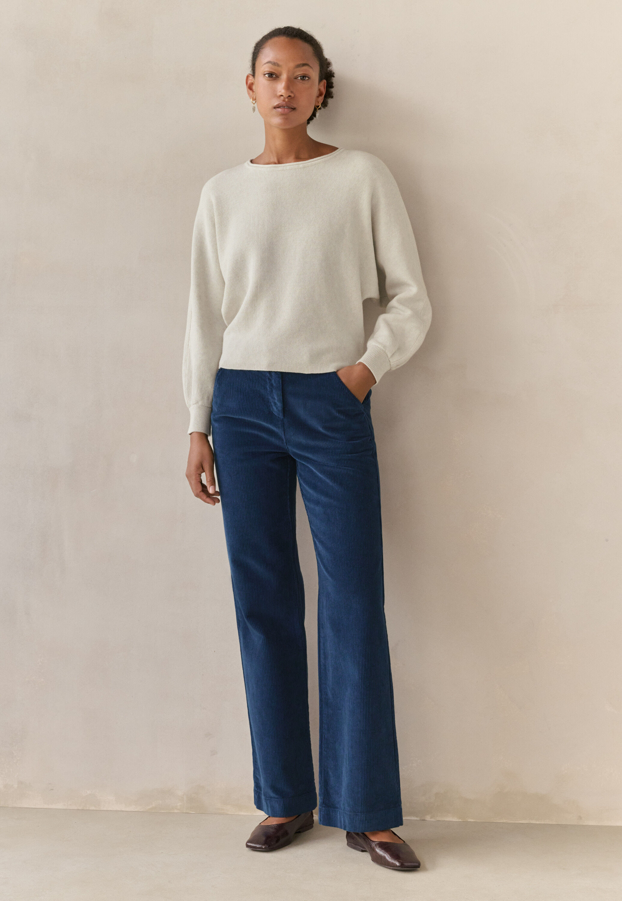Wide-leg trousers, Dark petrol, large