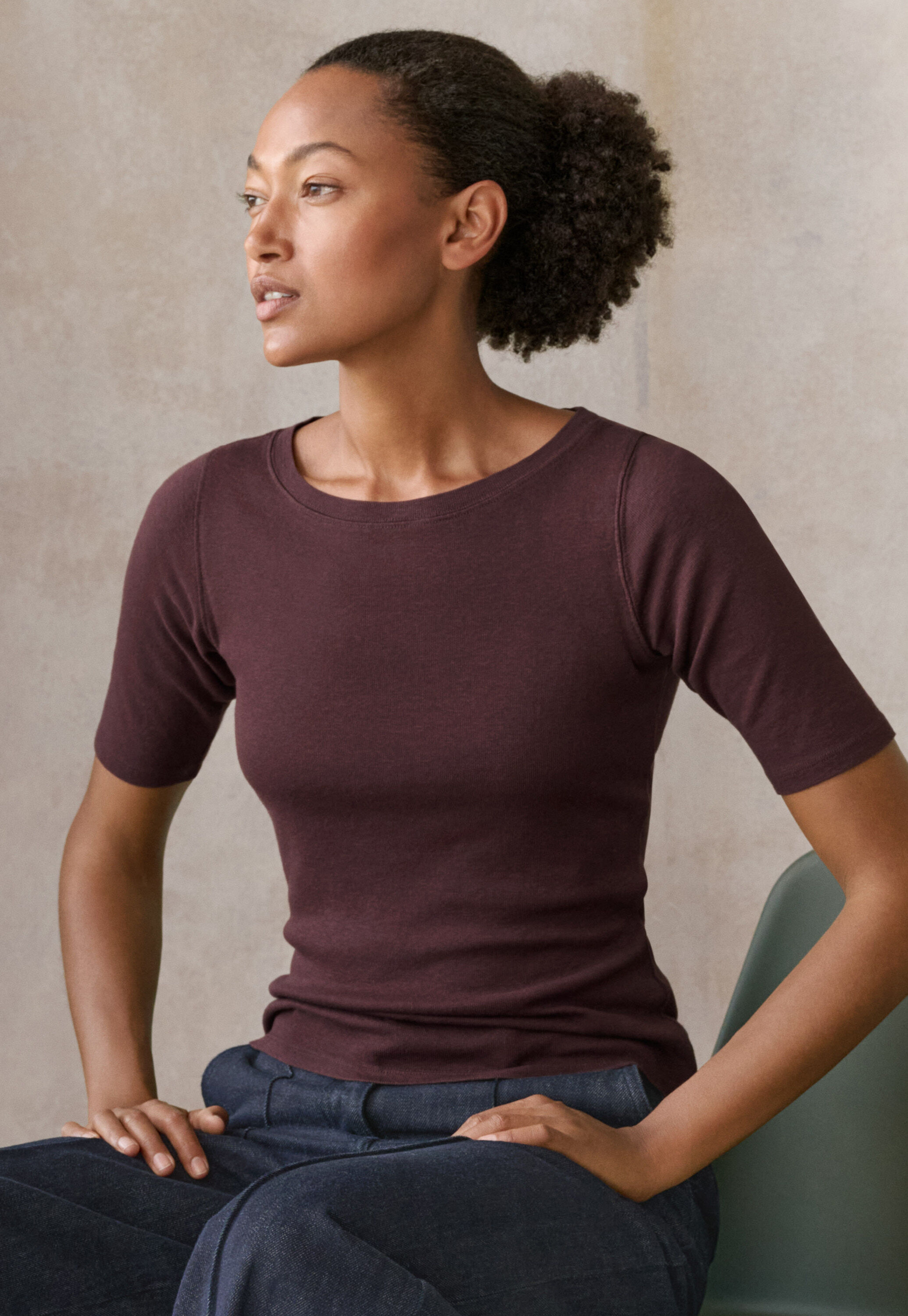 Ribbed jersey top