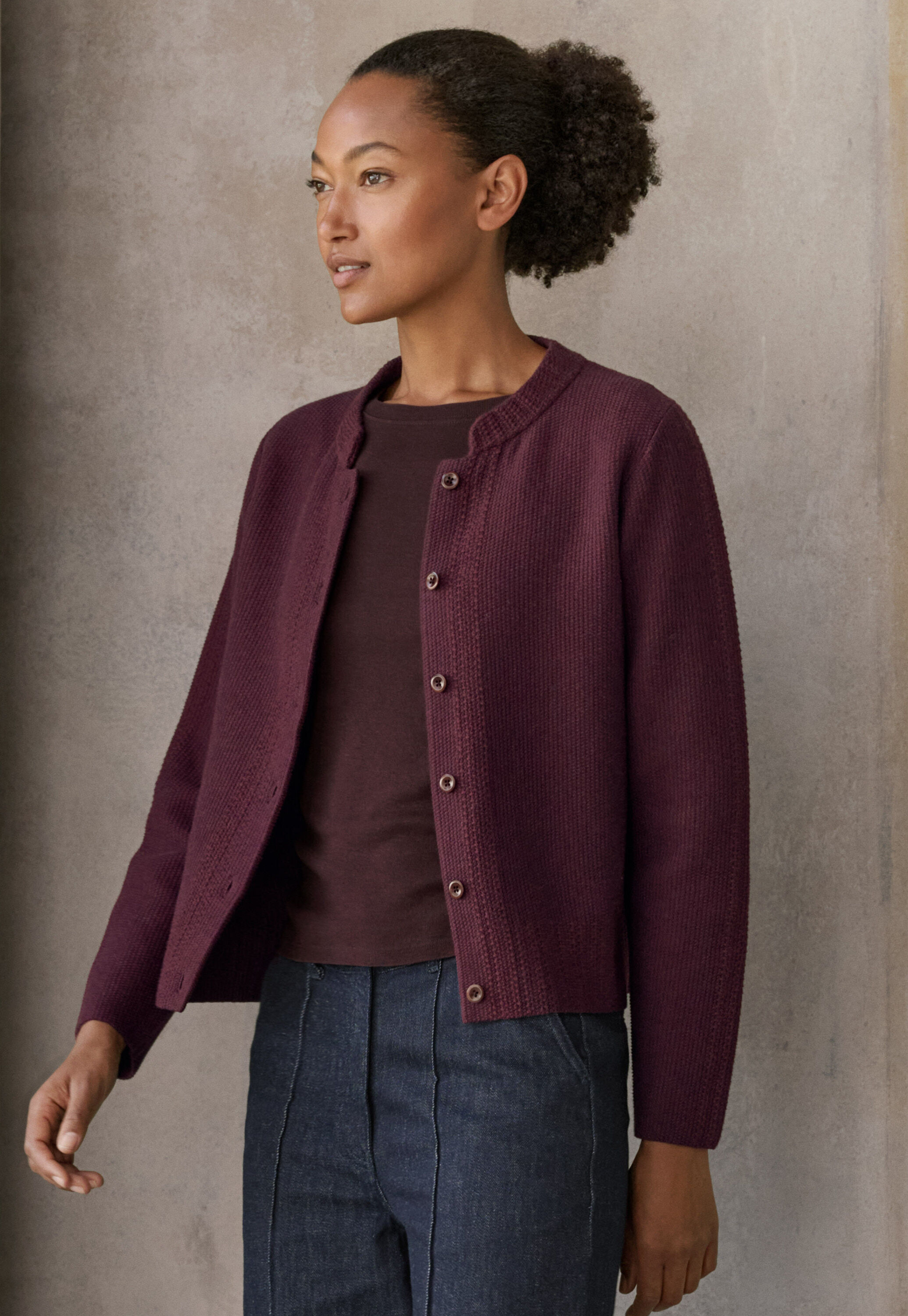 Inlay-stitch cardigan