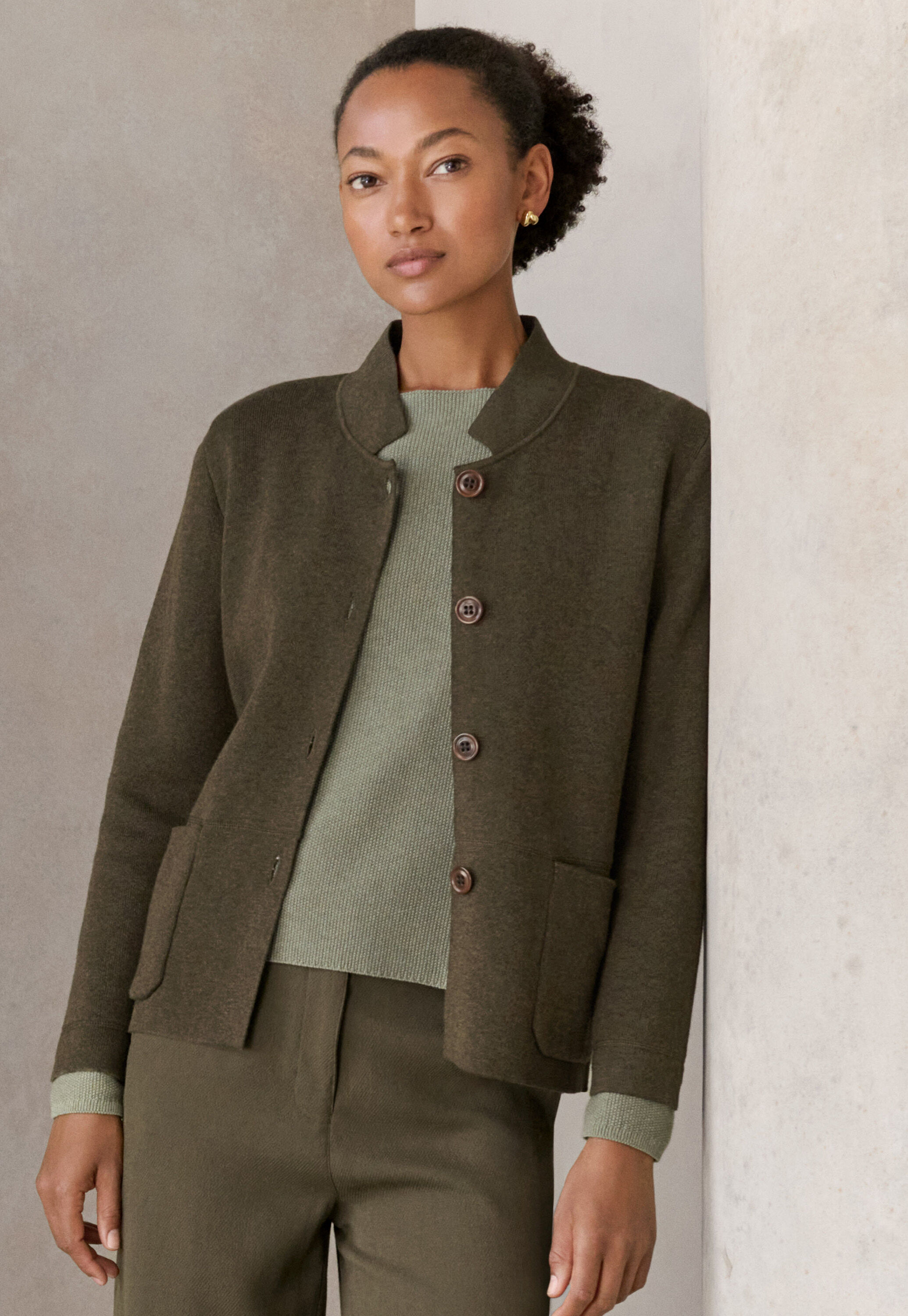 Double-knit jacket, Deep moss, large