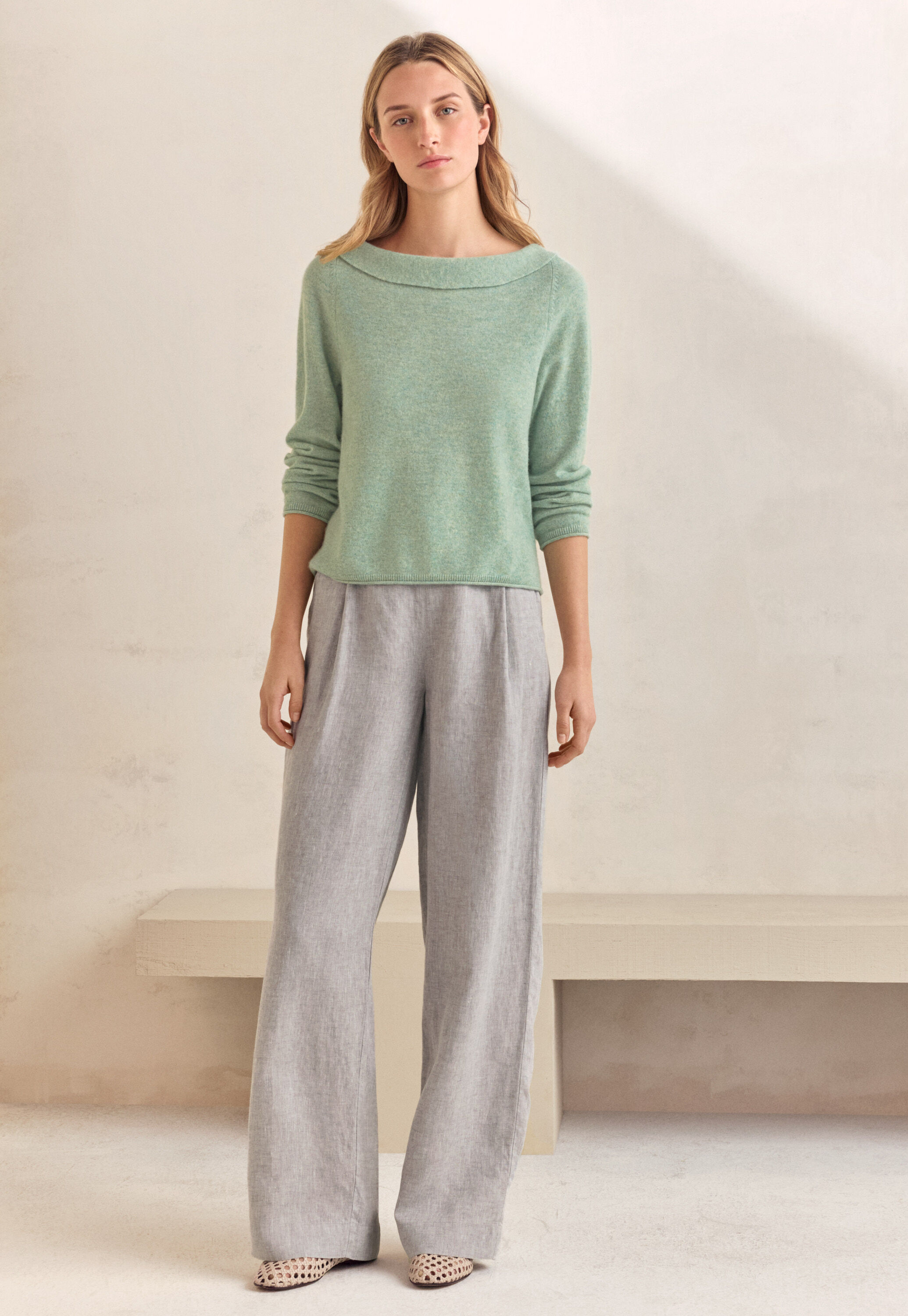 Turn-over boat-neck sweater