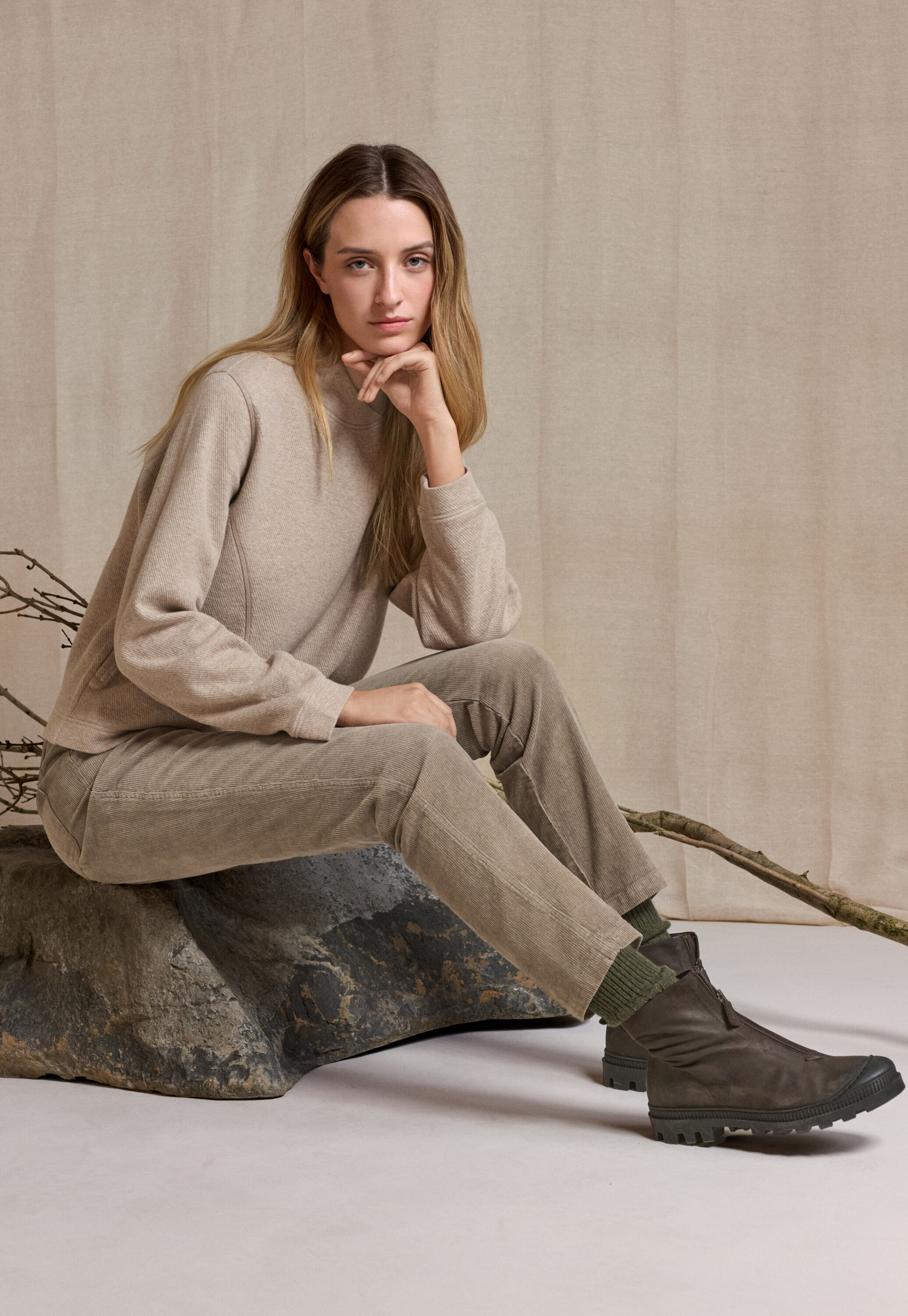 Cross-over neck sweatshirt