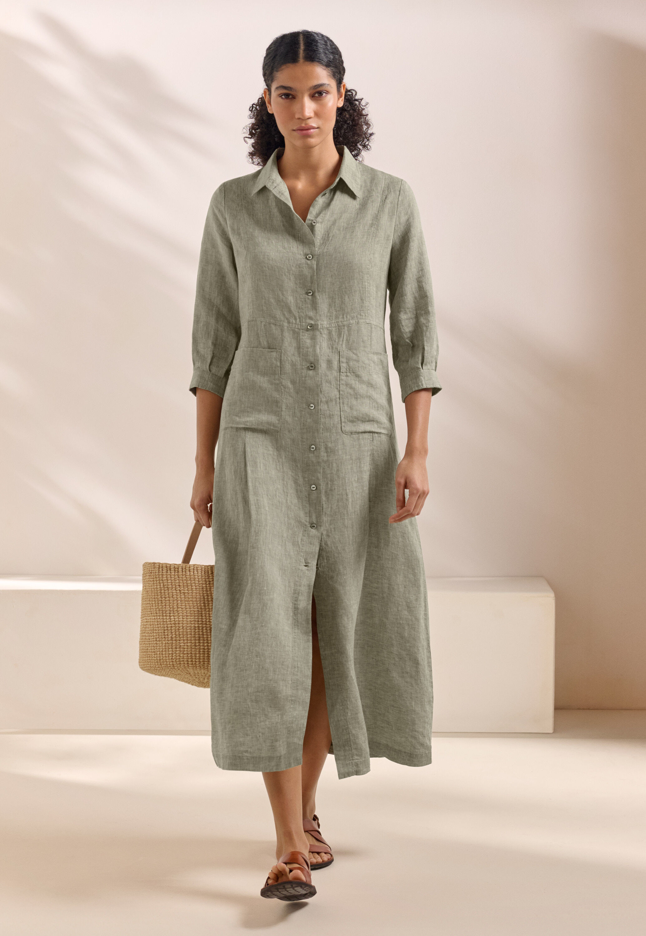 Button-front maxi-dress