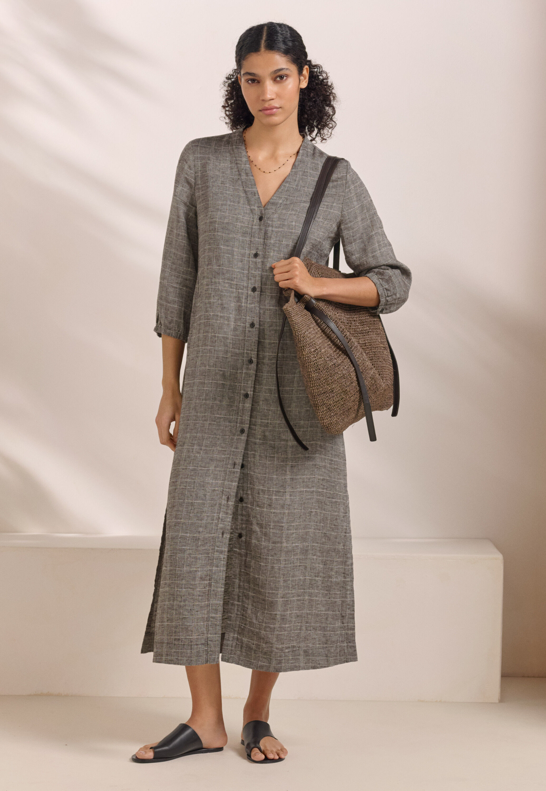 Long checked dress
