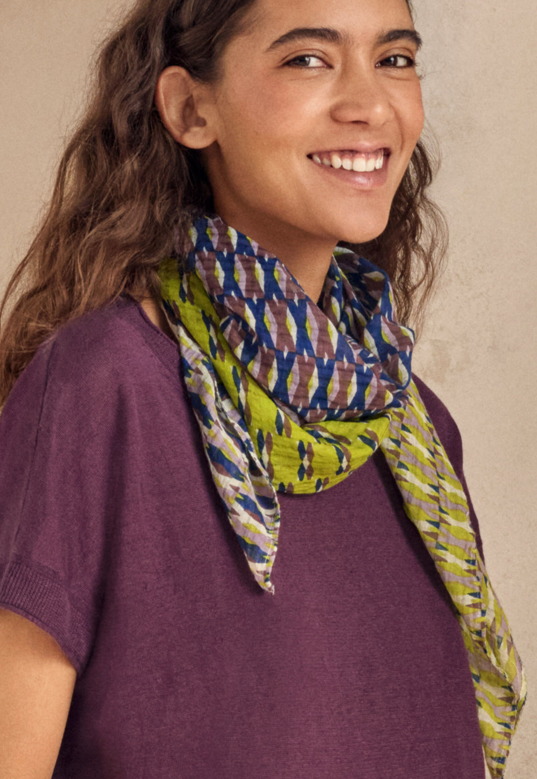 Lime print square scarf