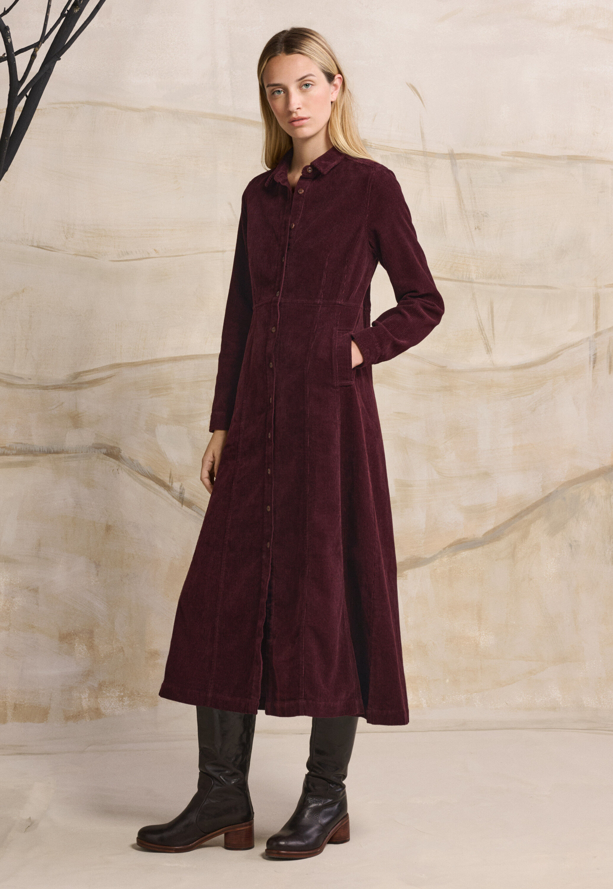 Cord panelled dress