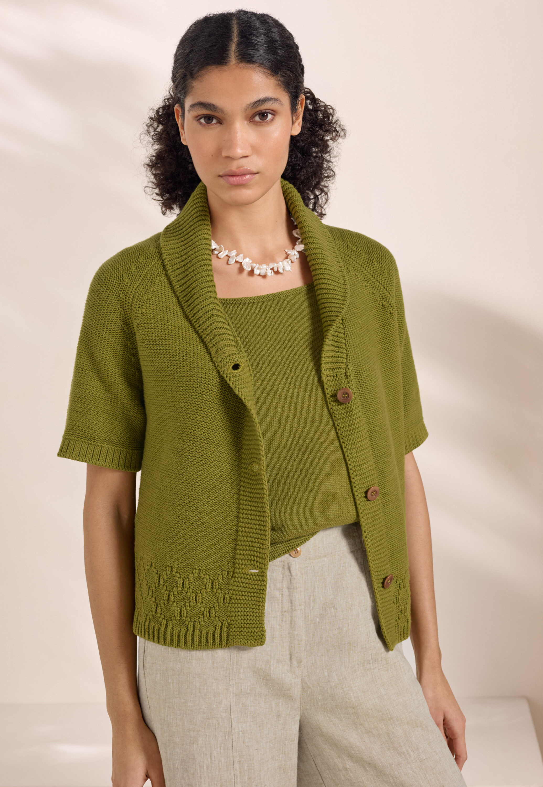 Shawl-collar cardigan