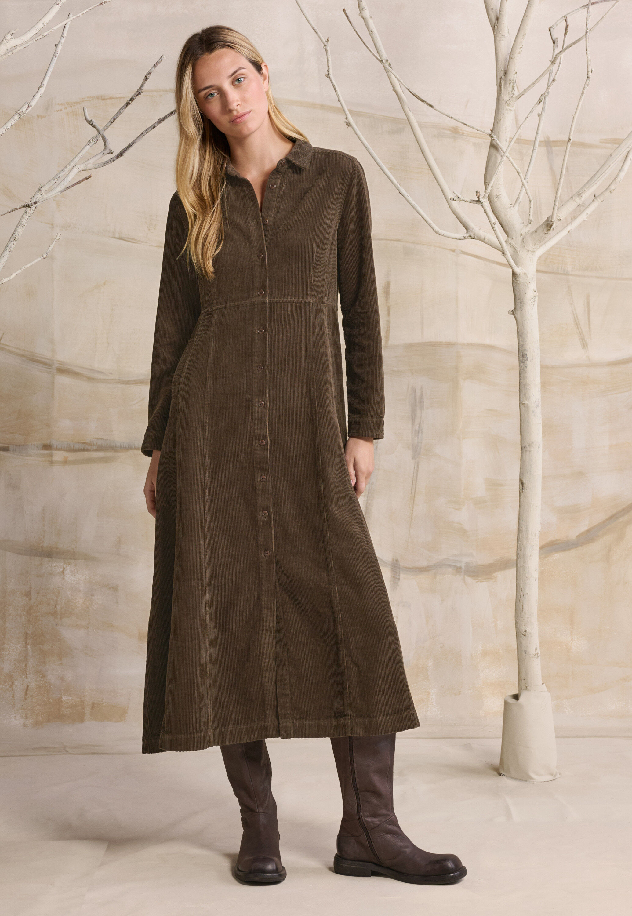 Cord panelled dress