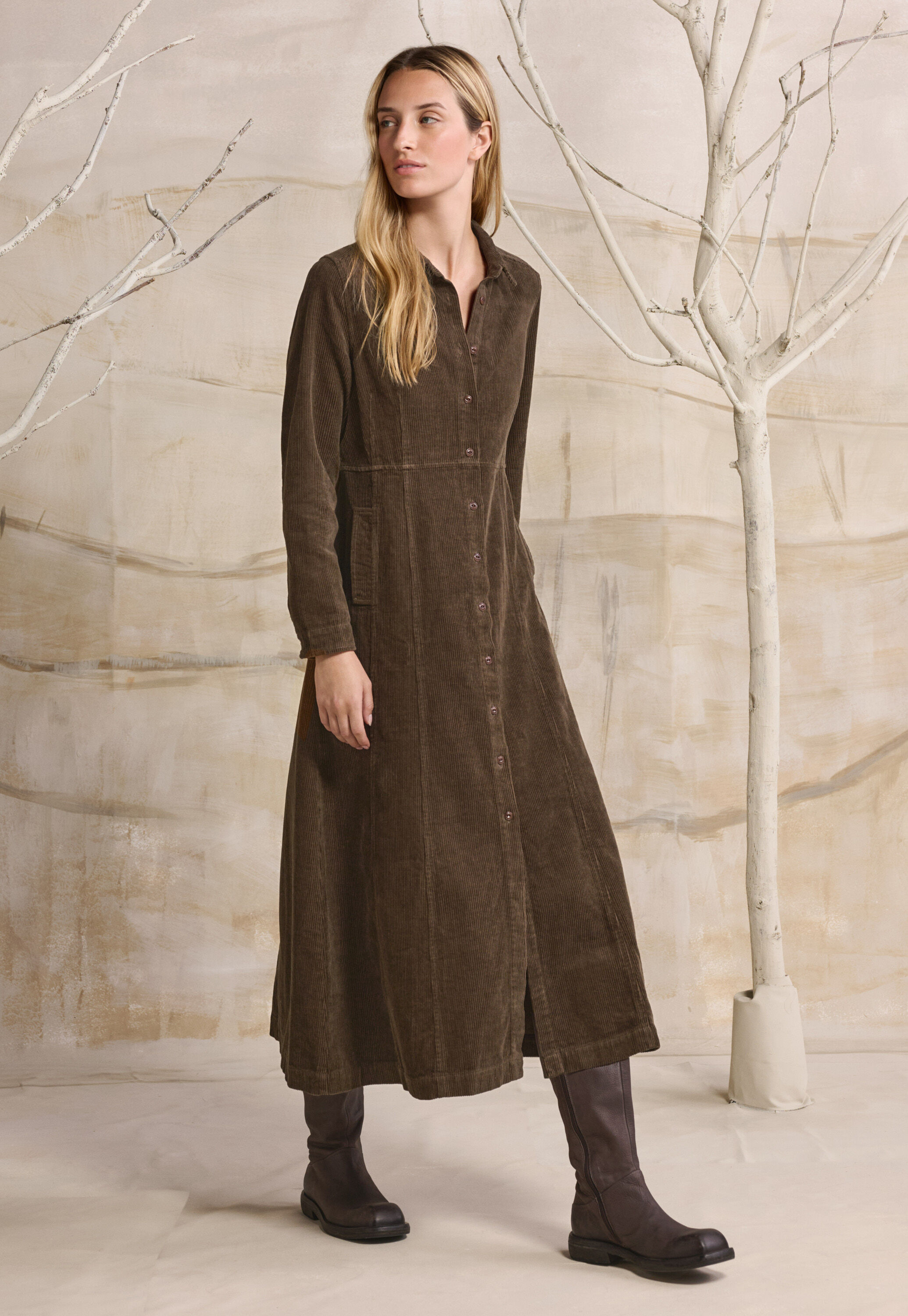 Cord panelled dress
