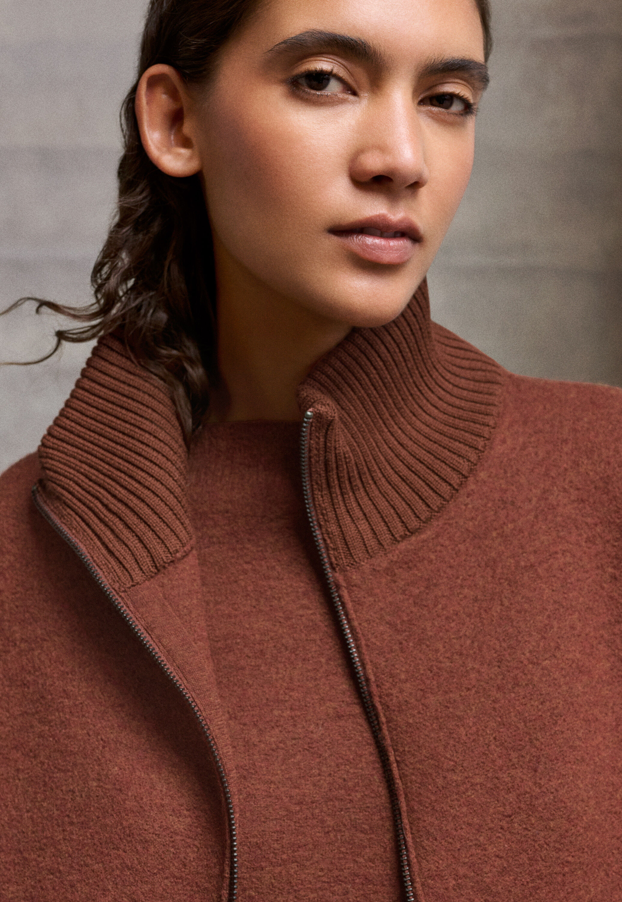 Zip-front knitted jacket