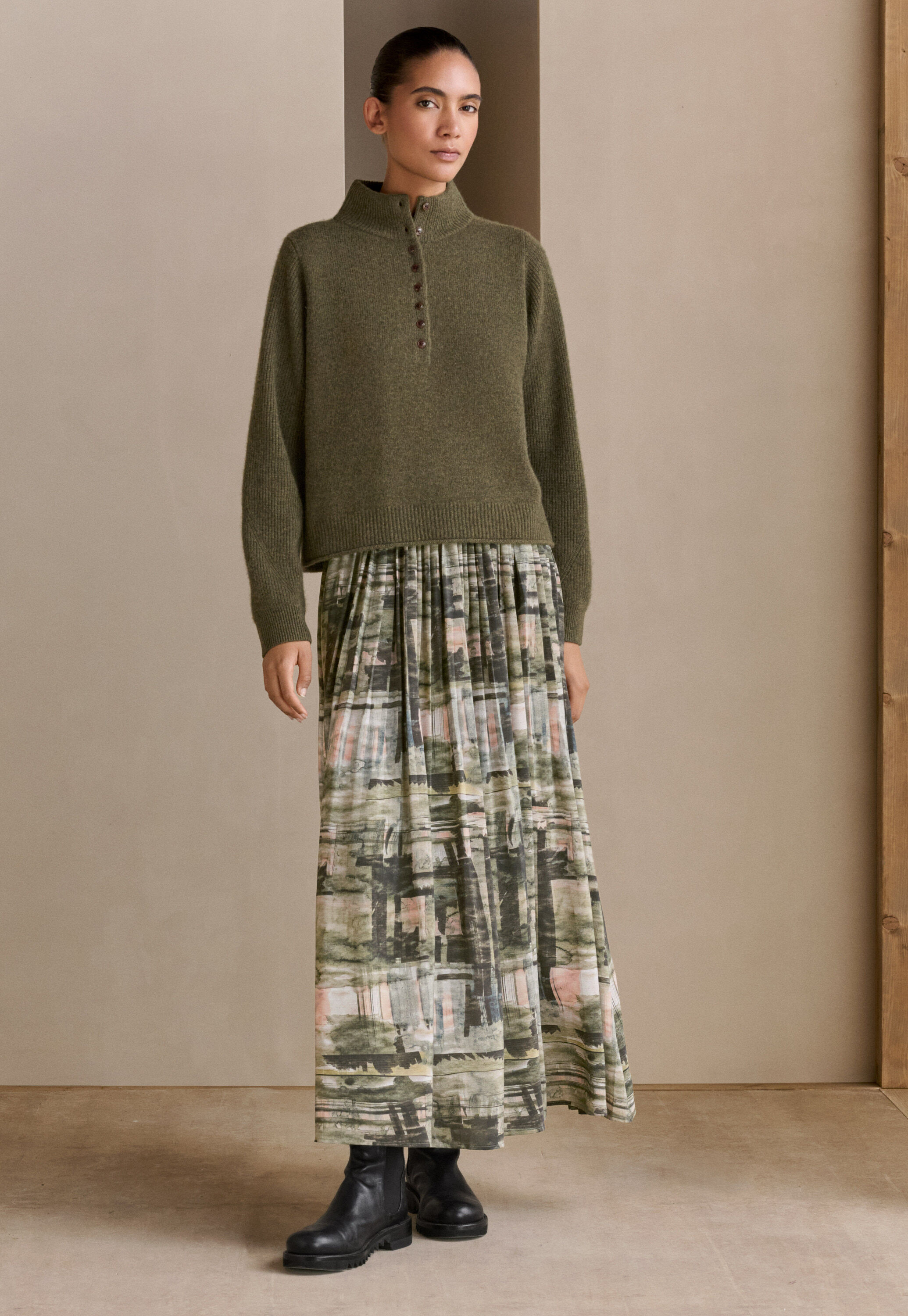 Printed silk skirt