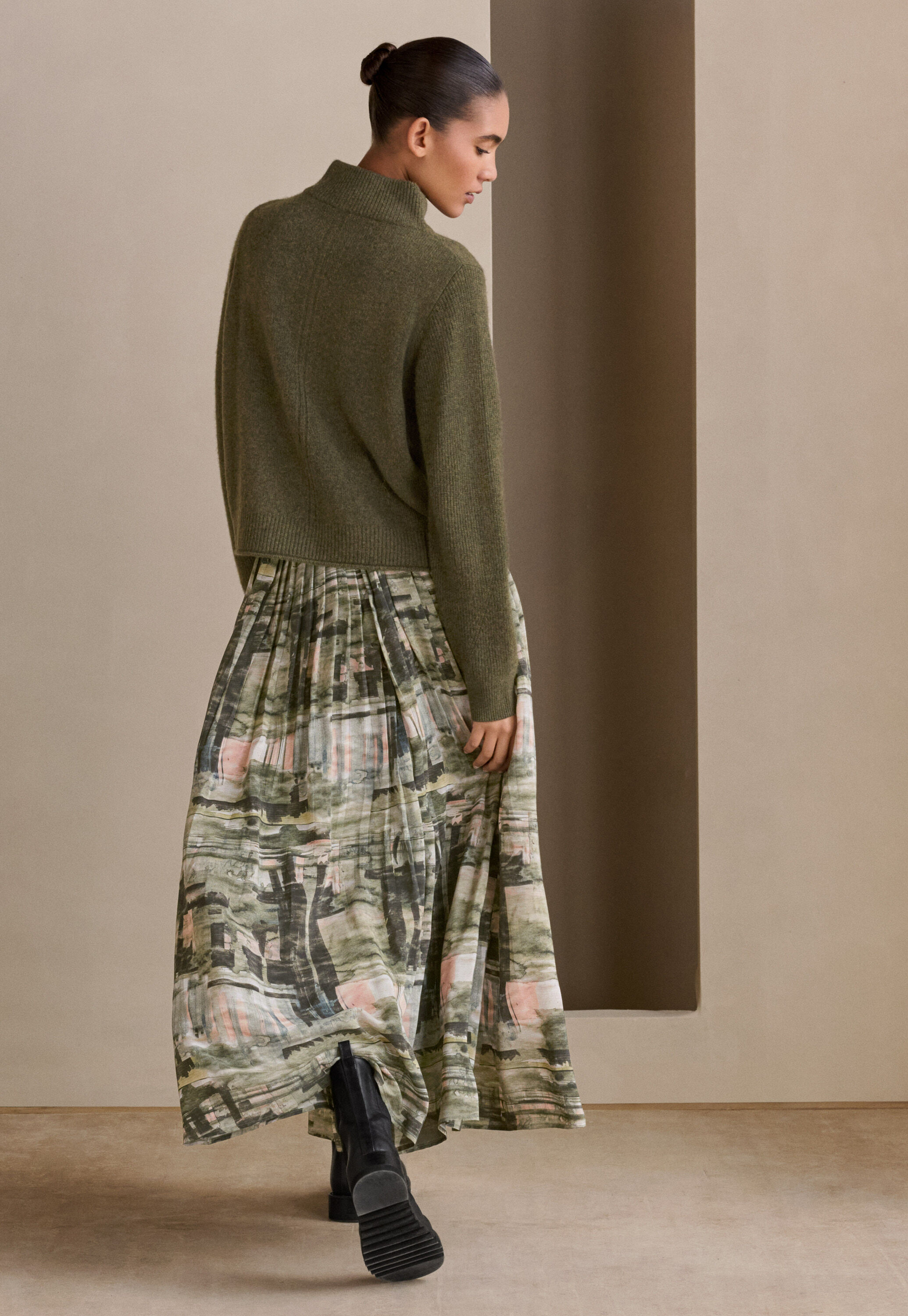 Printed silk skirt