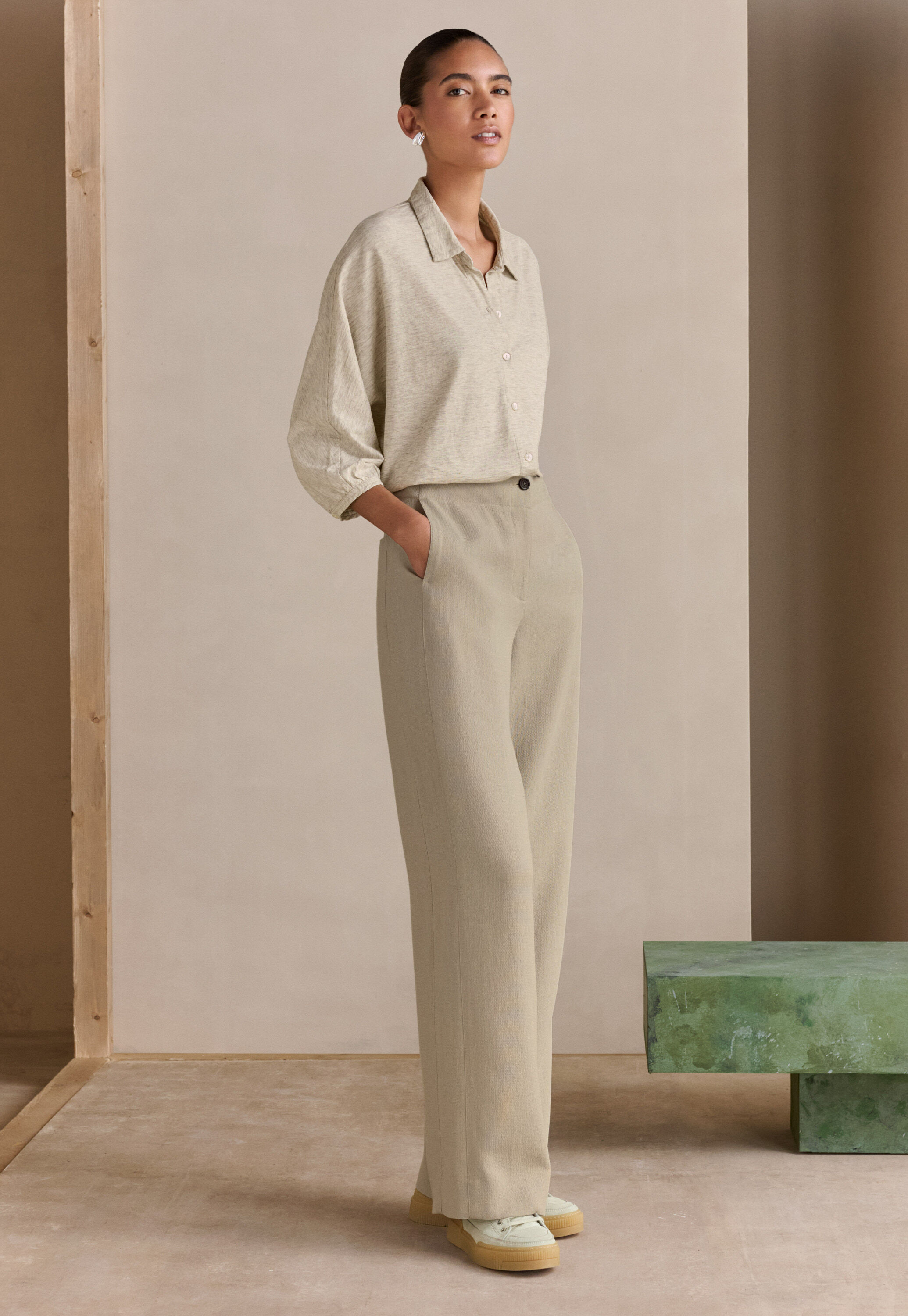Tailored trousers, Pale natural, large
