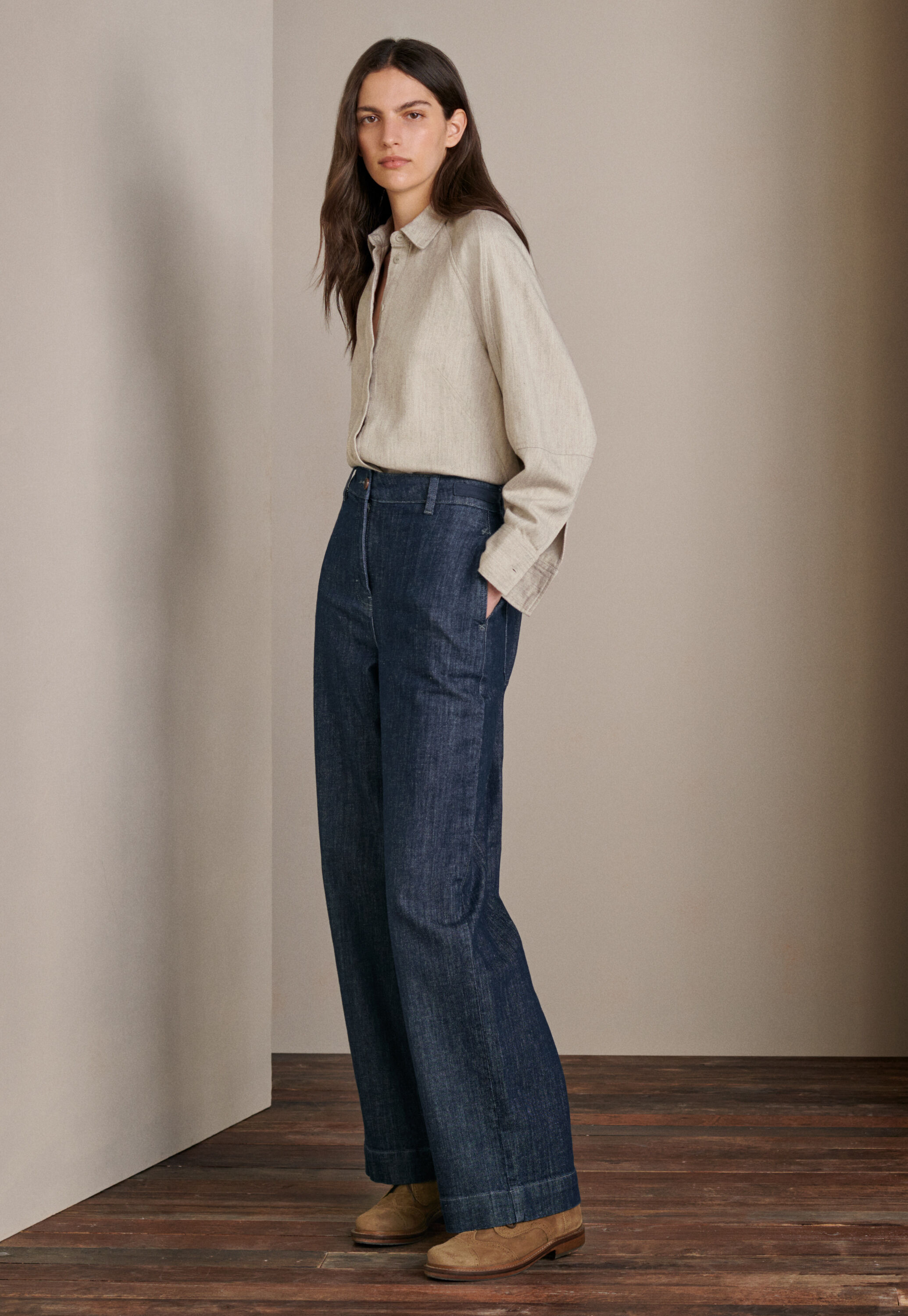 Wide tapered-leg jeans