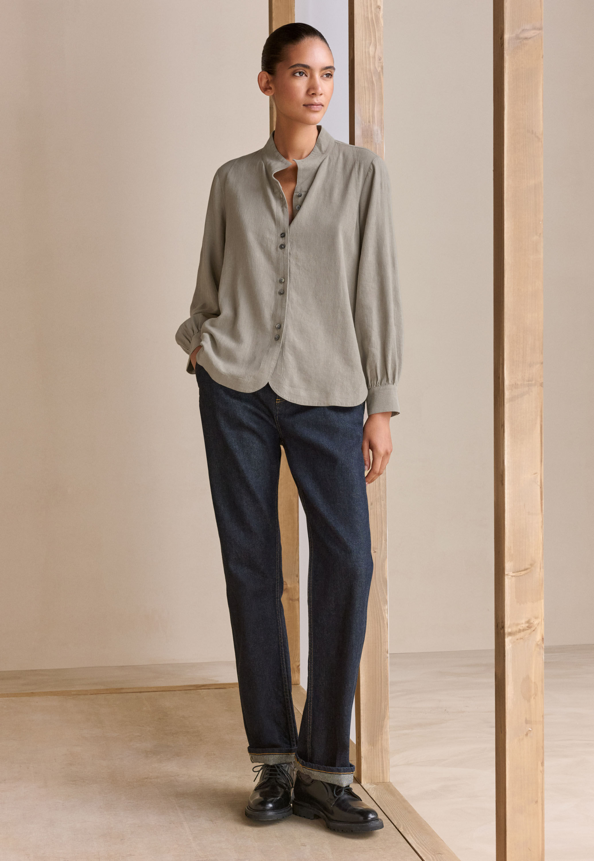 Funnel-neck blouse