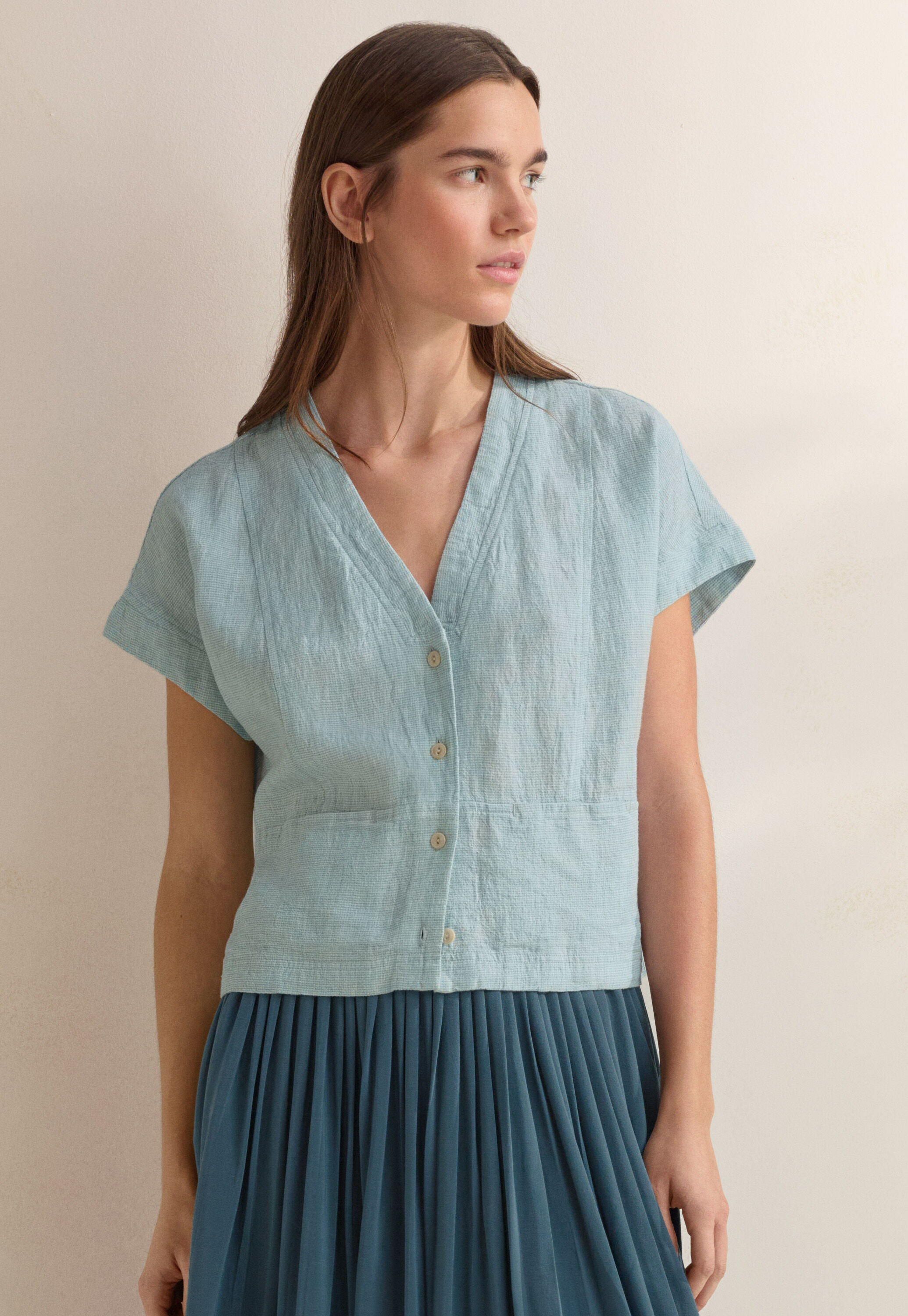 V-neck short-sleeve top