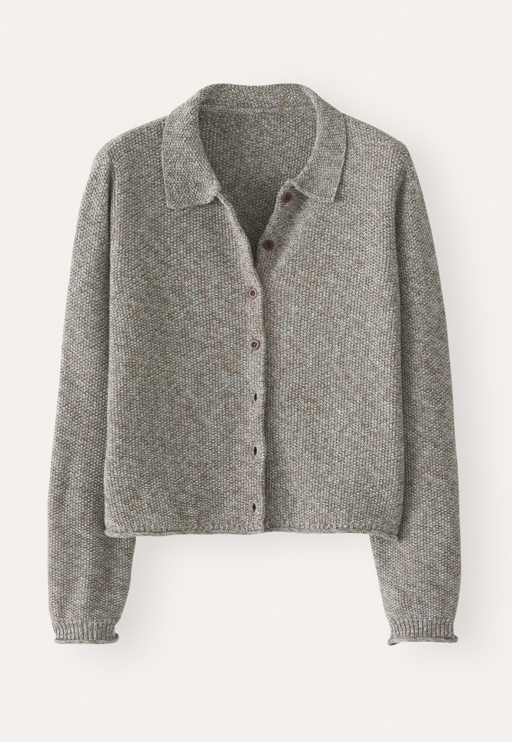Moss-stitch cardigan, Taupe mint, large