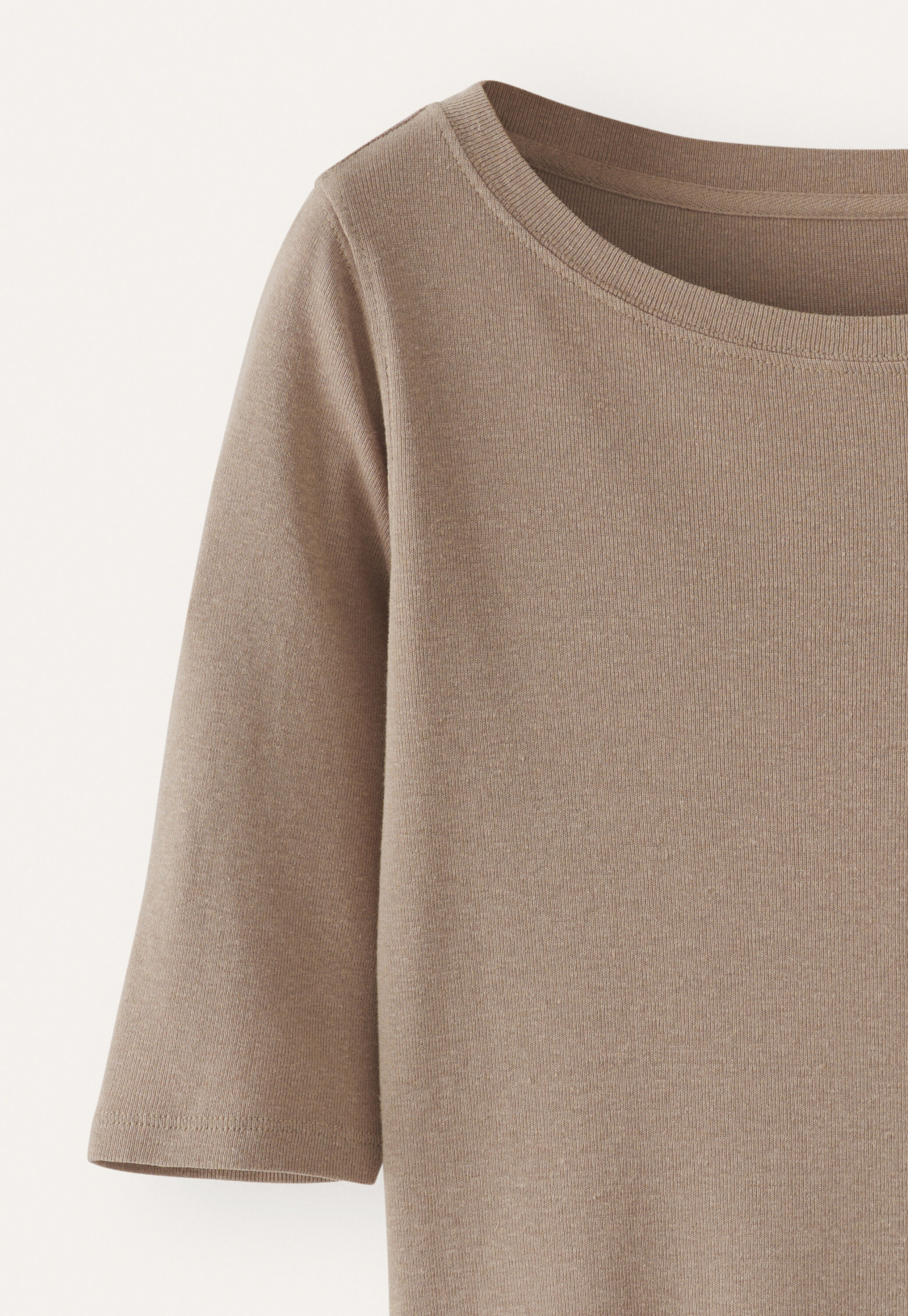 Ribbed jersey top, Taupe, large