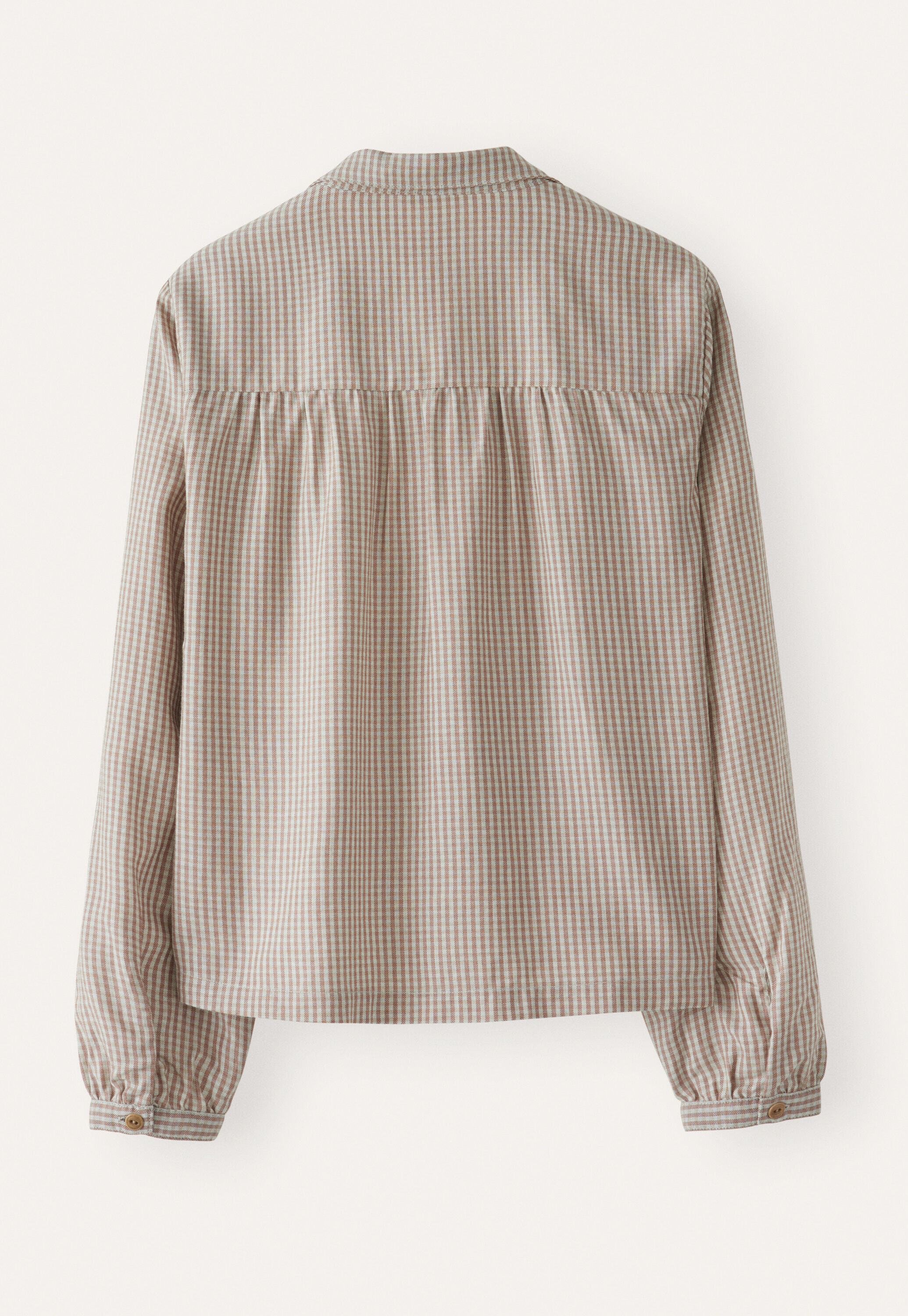 Checked blouse, Mint taupe, large