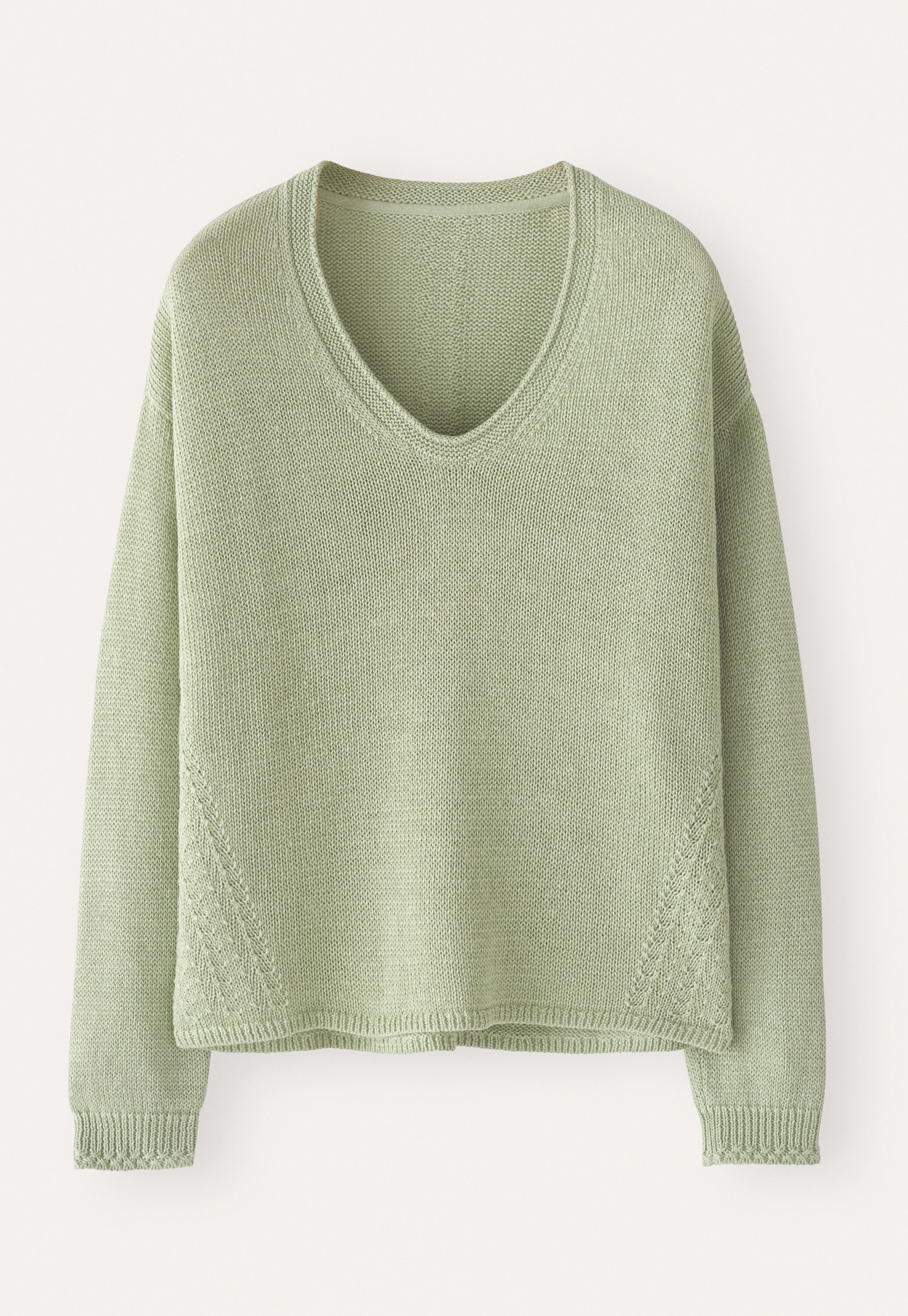 Curved v-neck sweater