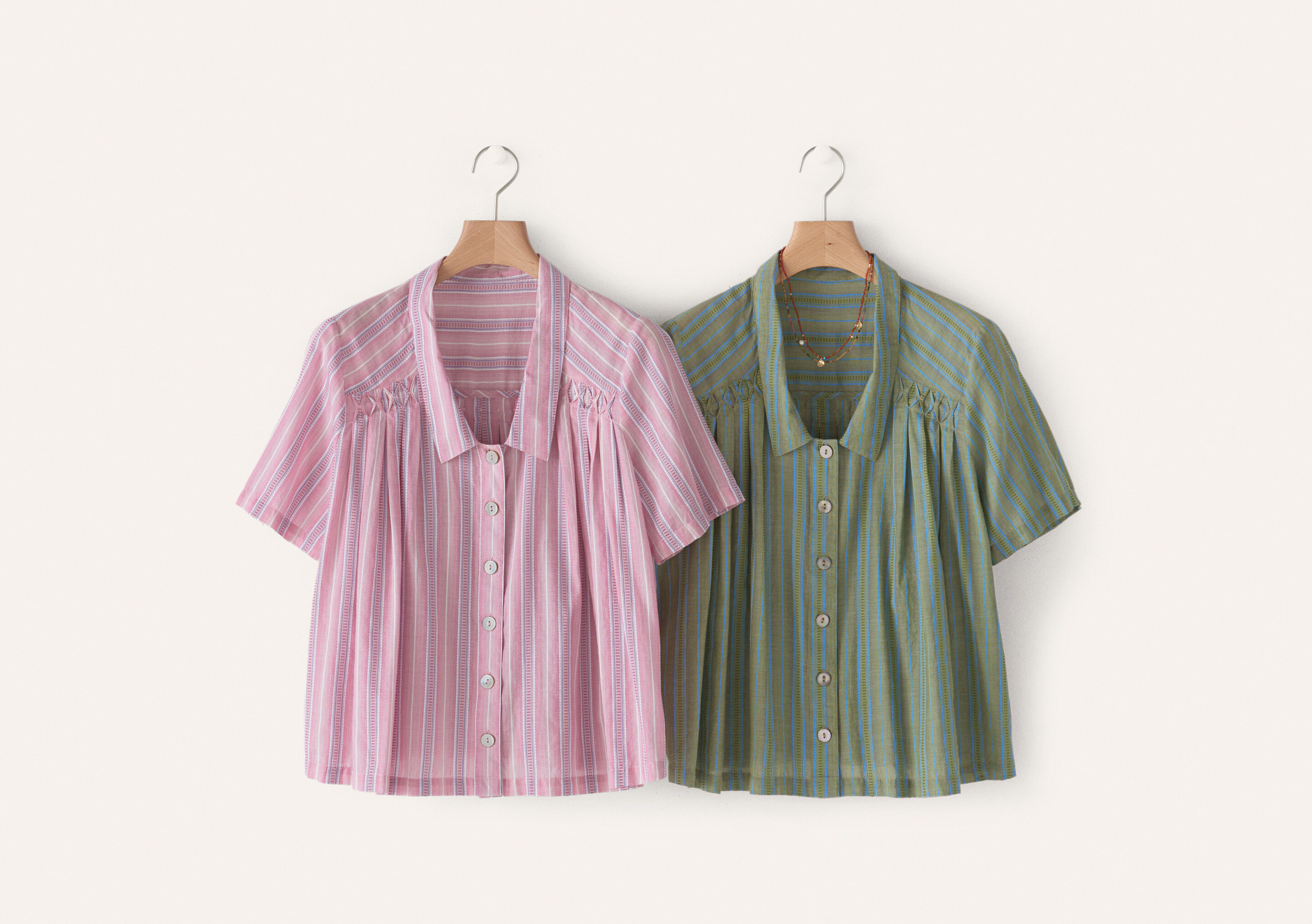 Striped pleated shirt