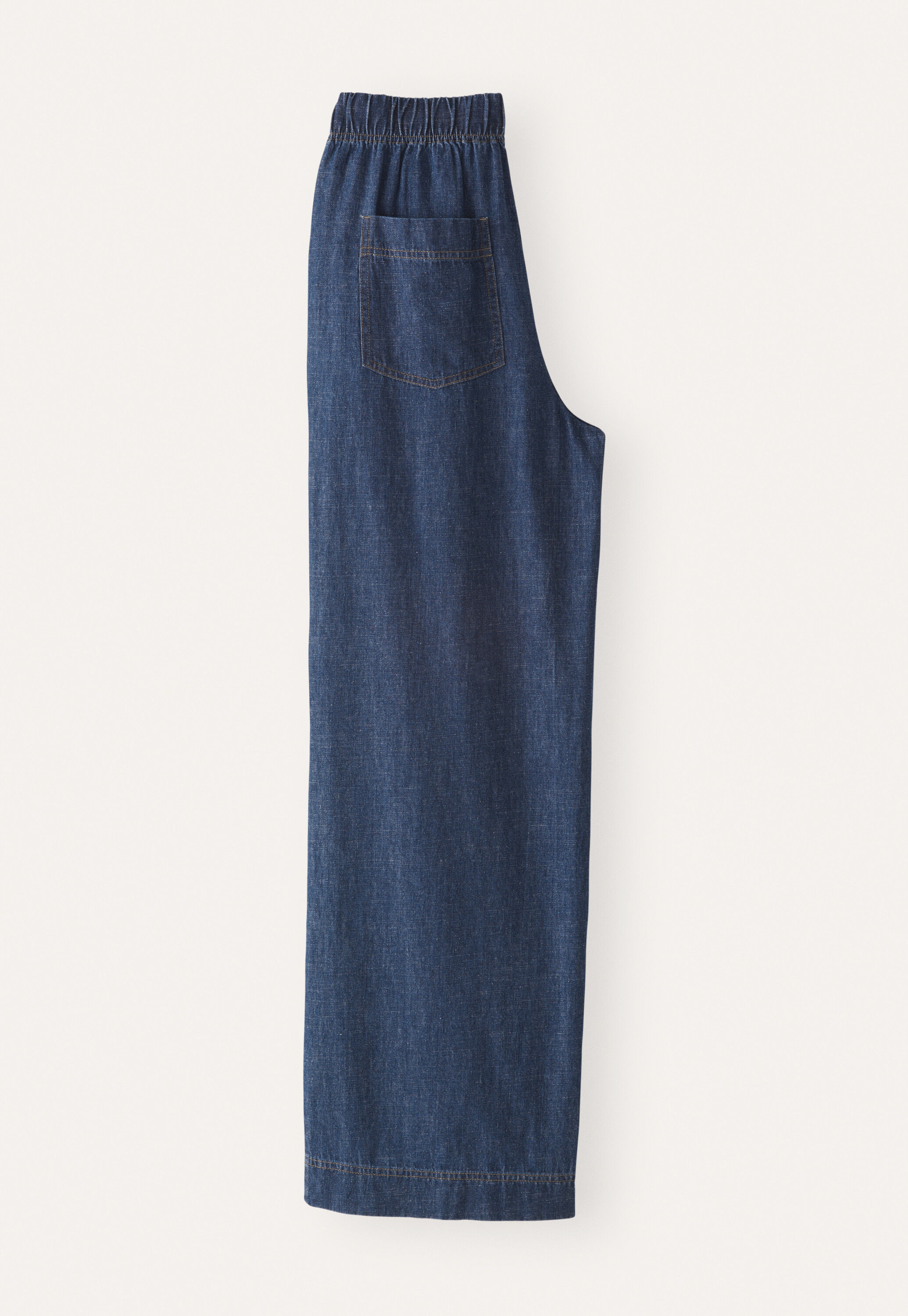 Indigo-dyed wide trousers