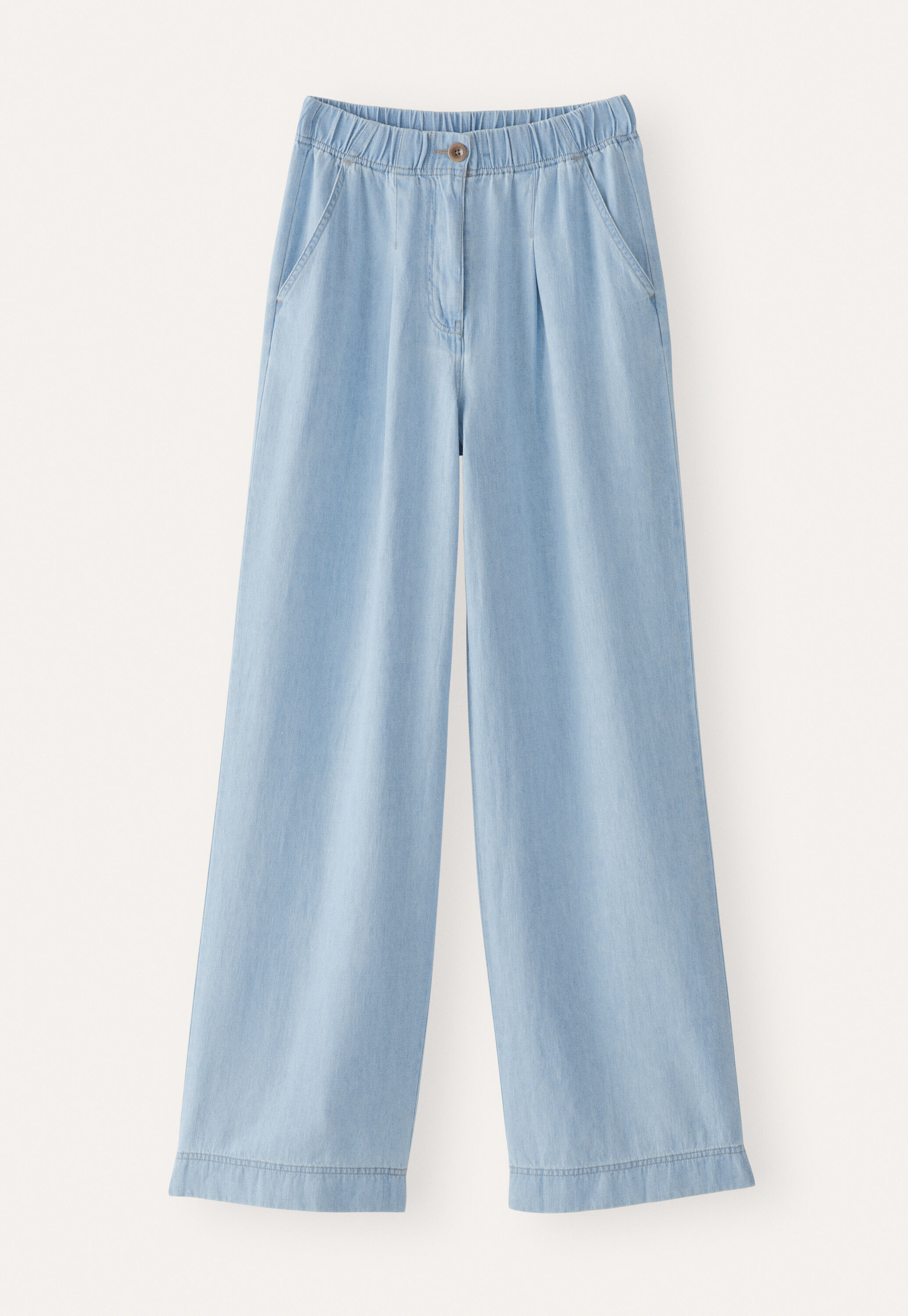 Indigo-dyed wide trousers