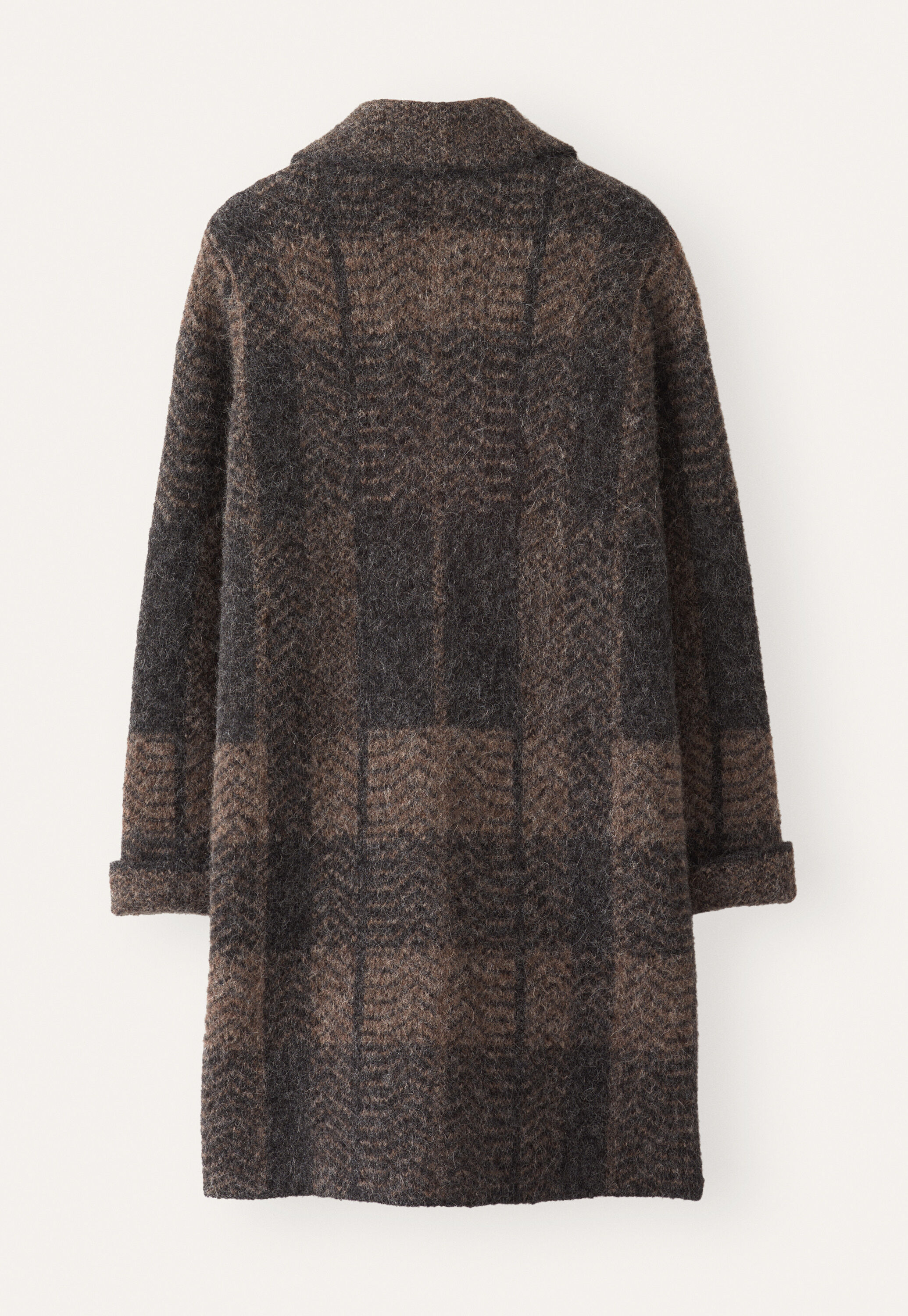 Checked knitted coat