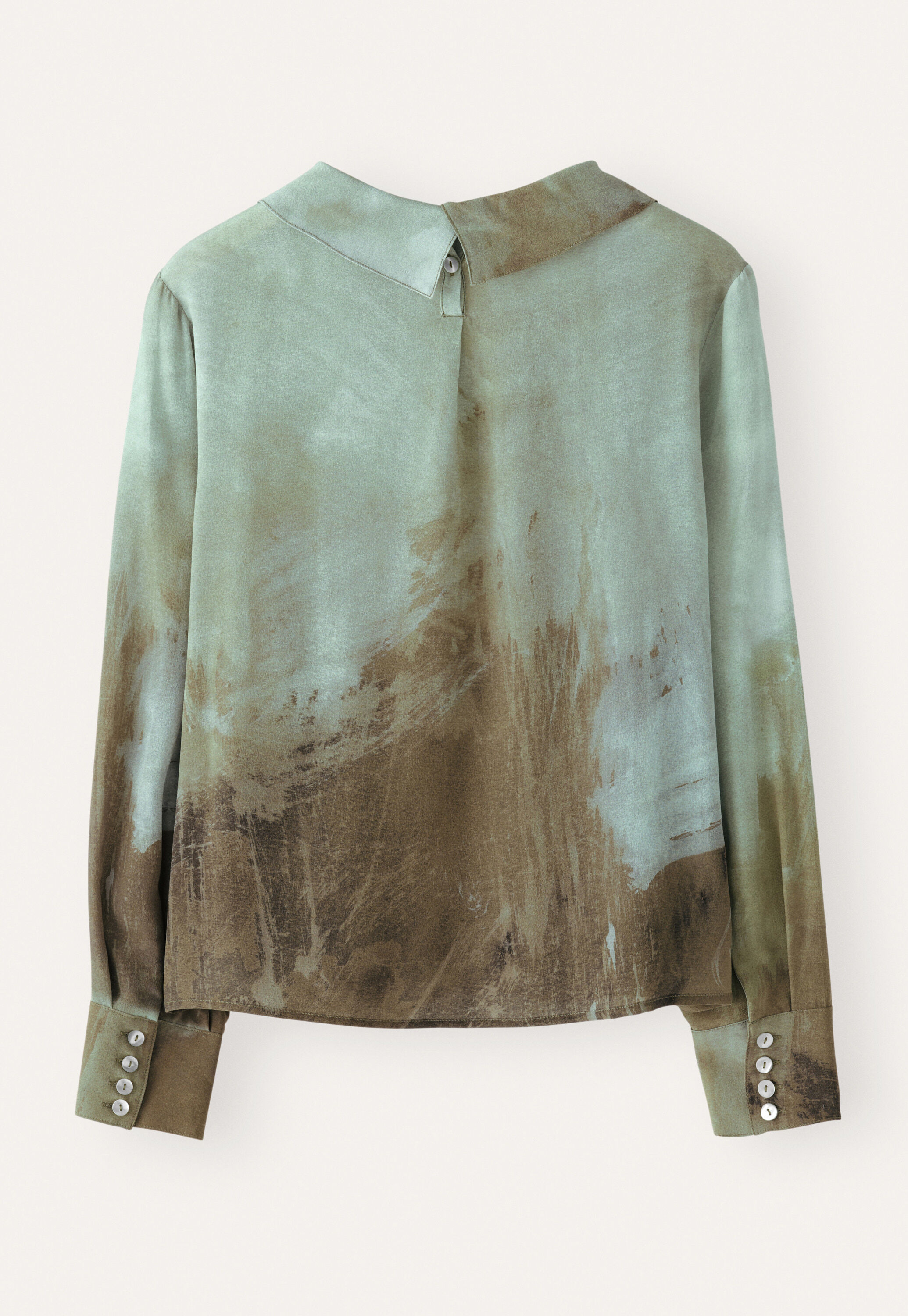 Printed cowl-neck top