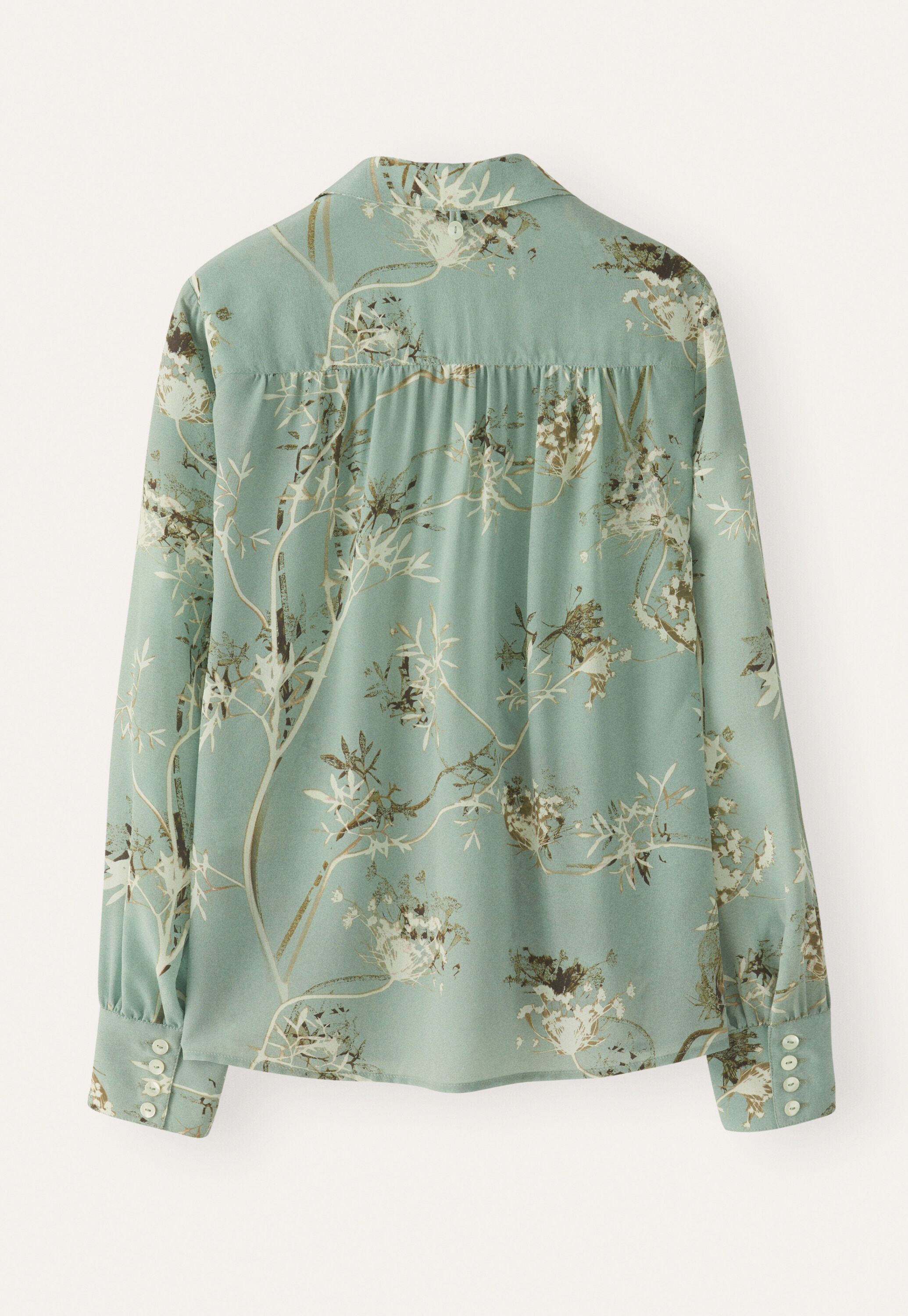 Printed tie-blouse, Aqua, large