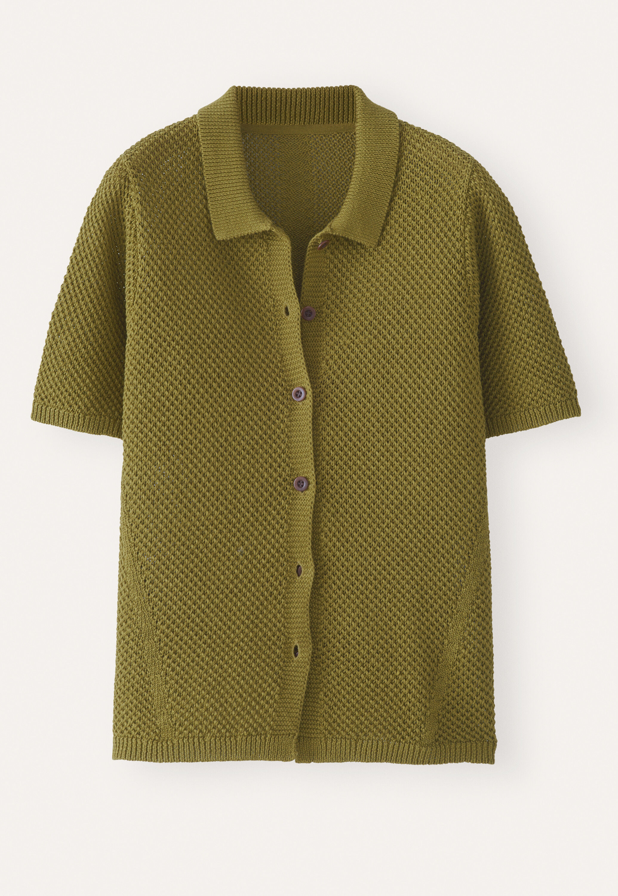 Moss-stitch collared cardigan
