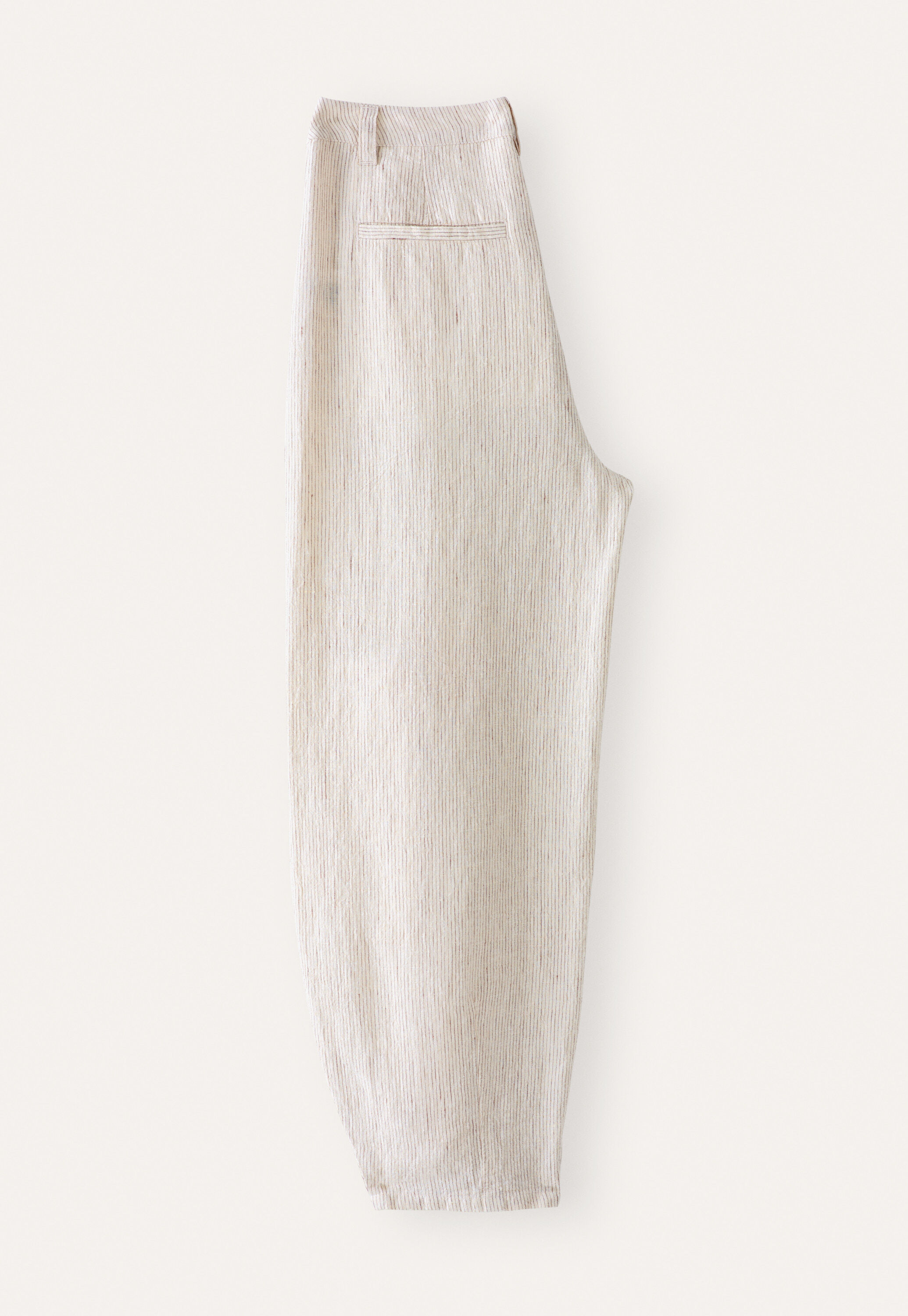 Striped dart-hem trousers