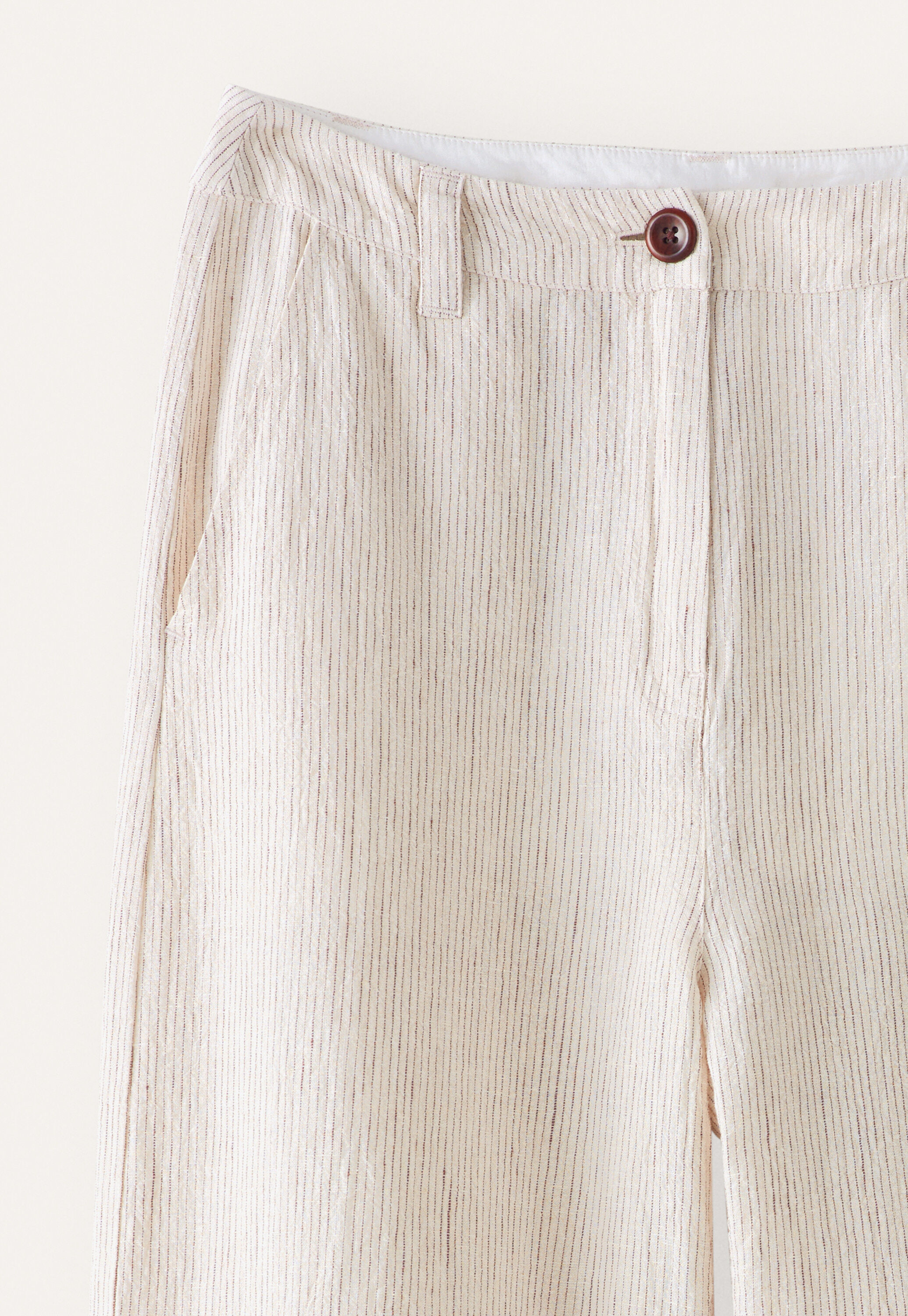 Striped dart-hem trousers