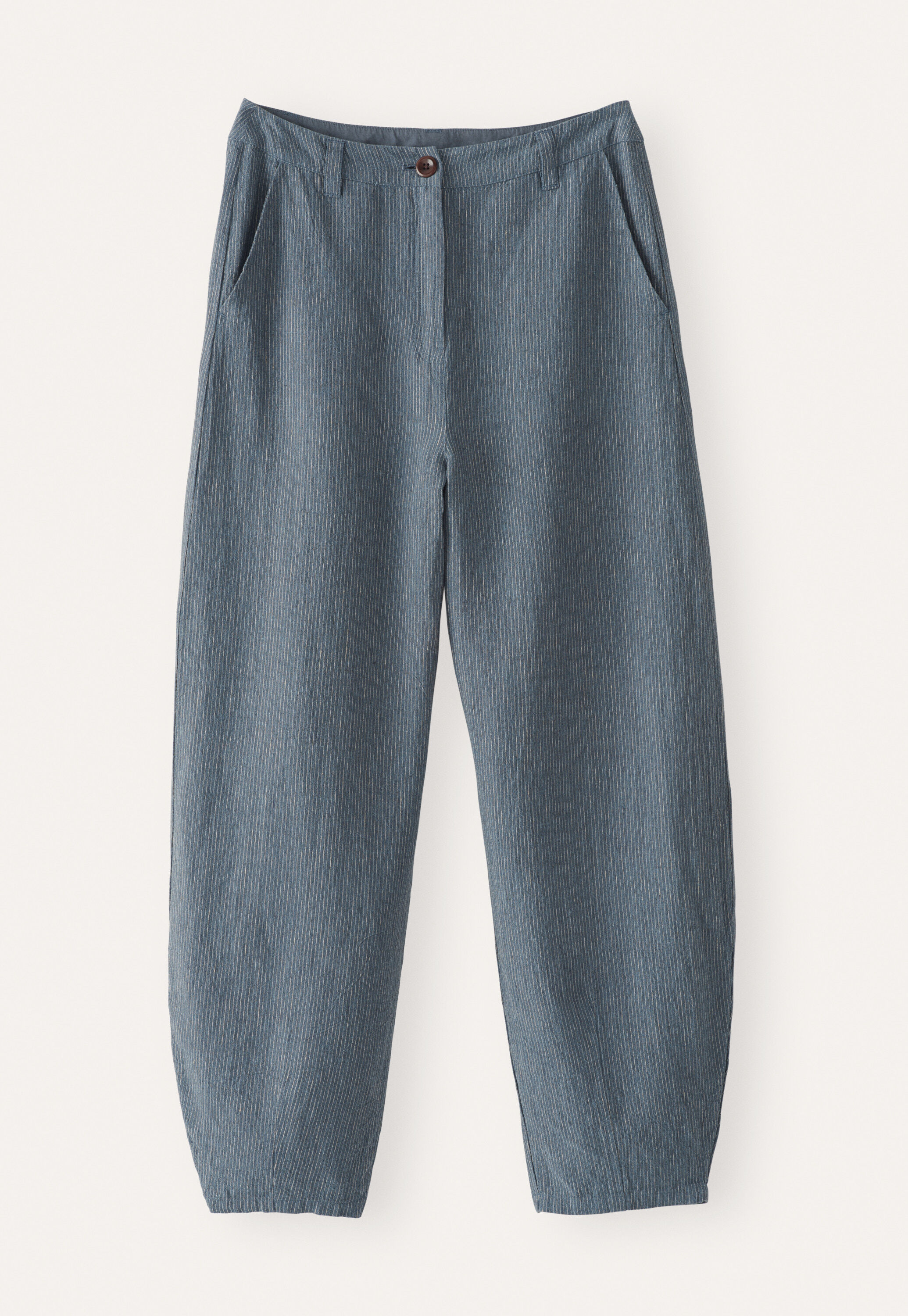 Striped dart-hem trousers