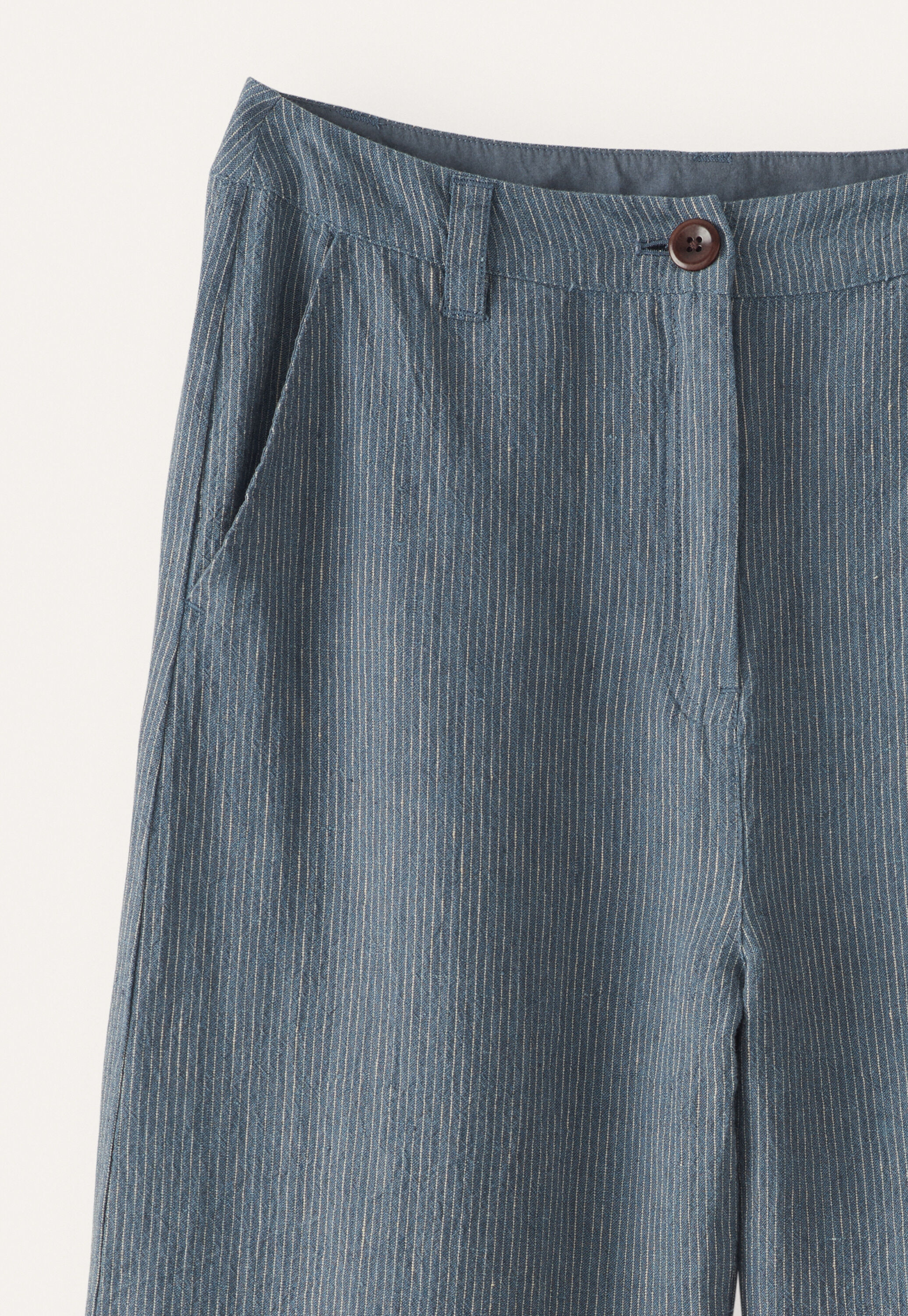 Striped dart-hem trousers